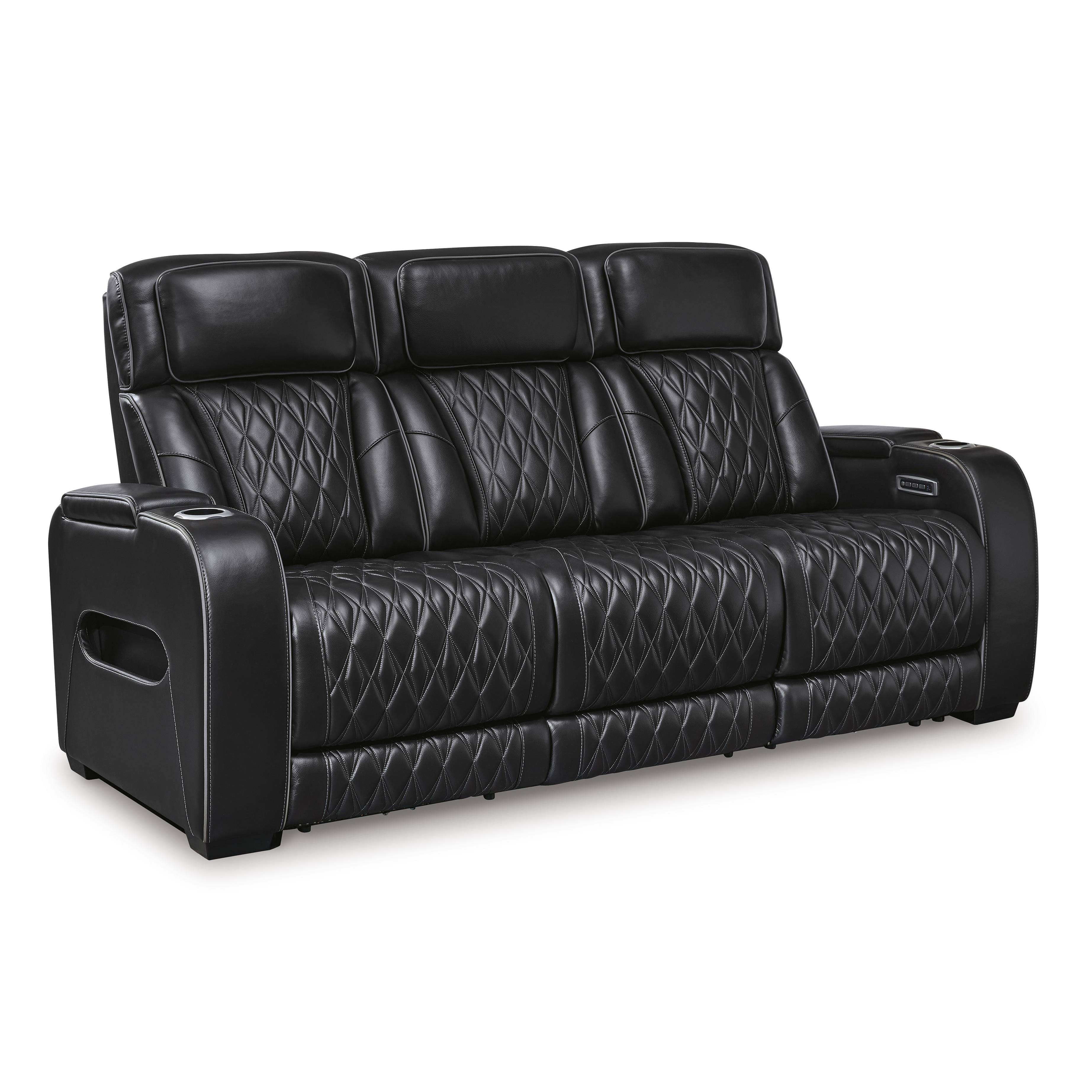 Signature Design By Ashley Boyington Power Reclining Leather Match Sof