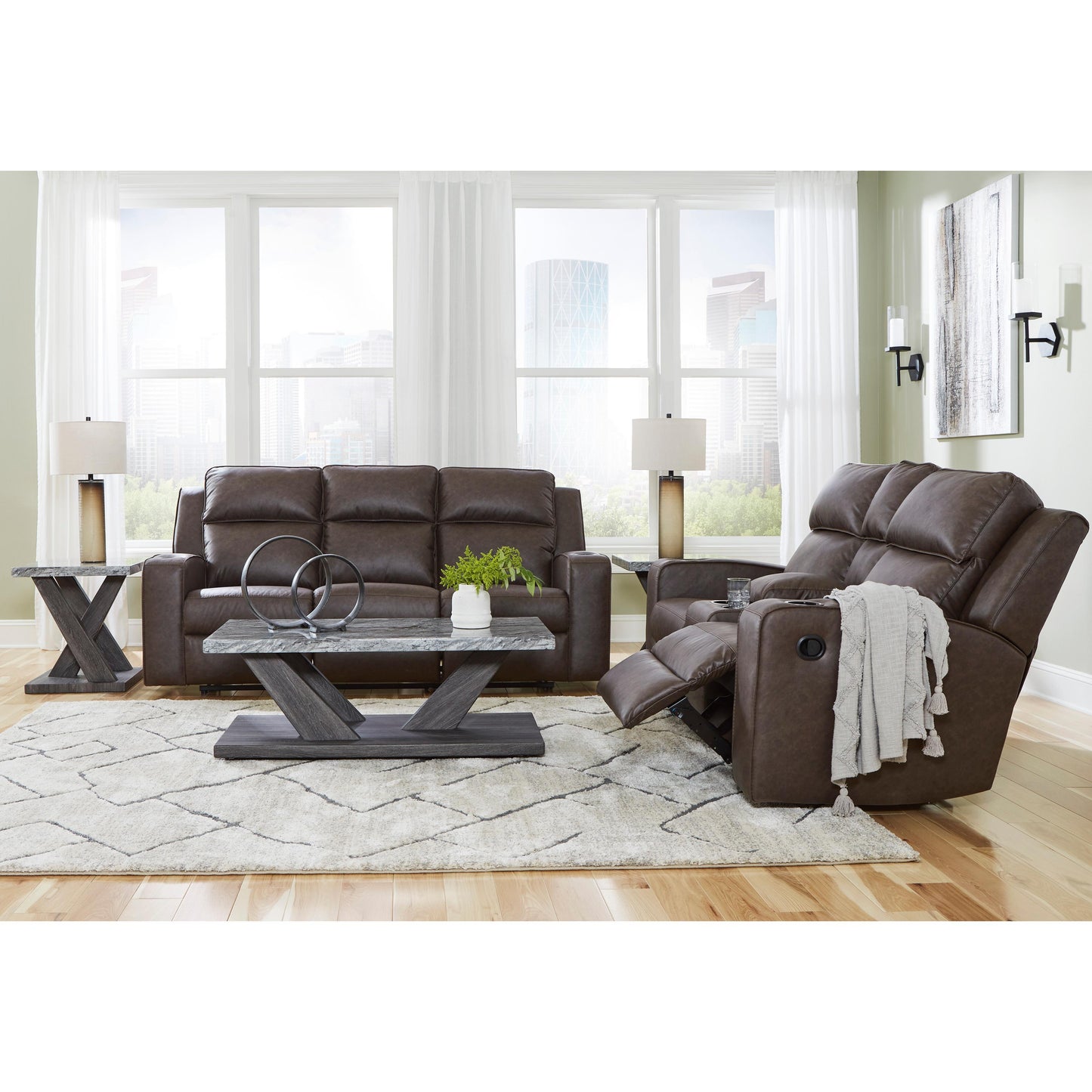 Signature Design by Ashley Lavenhorne 63306U1 2 pc Reclining Living Room Set IMAGE 1