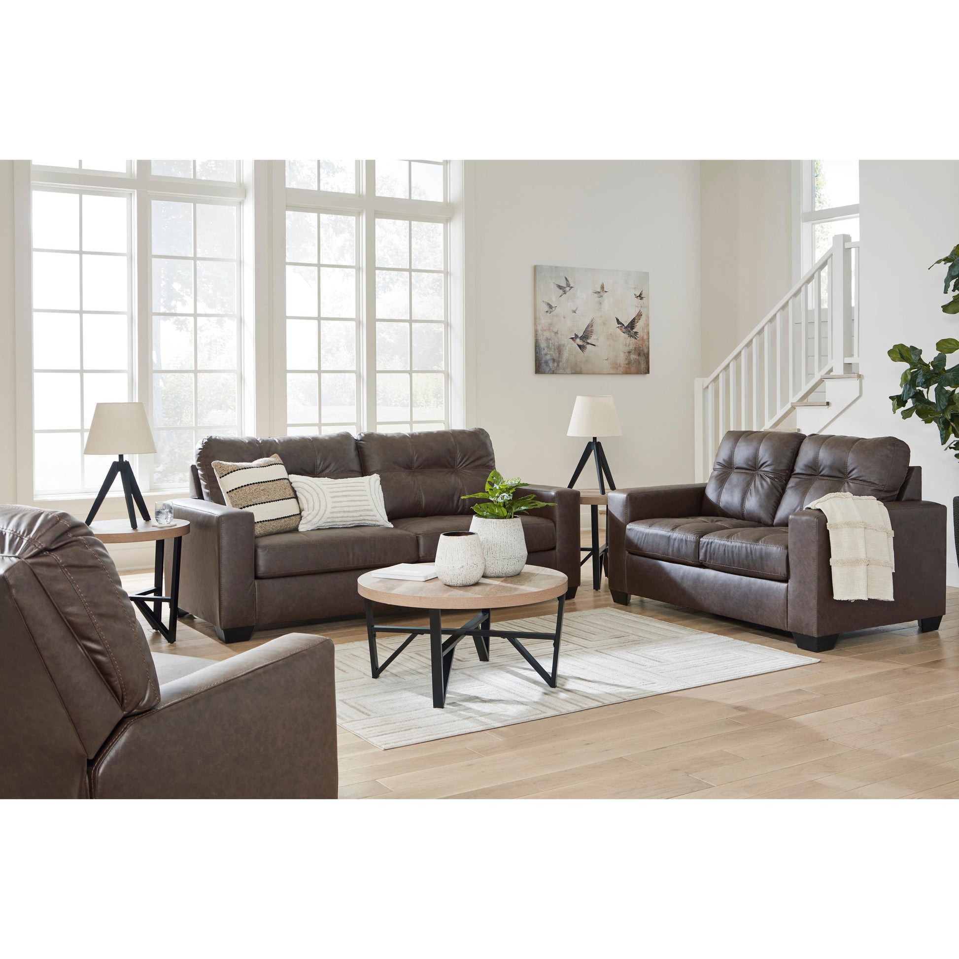 Benchcraft Barlin Mills 17003U2 3 pc Sofa, Loveseat and Recliner Set IMAGE 1