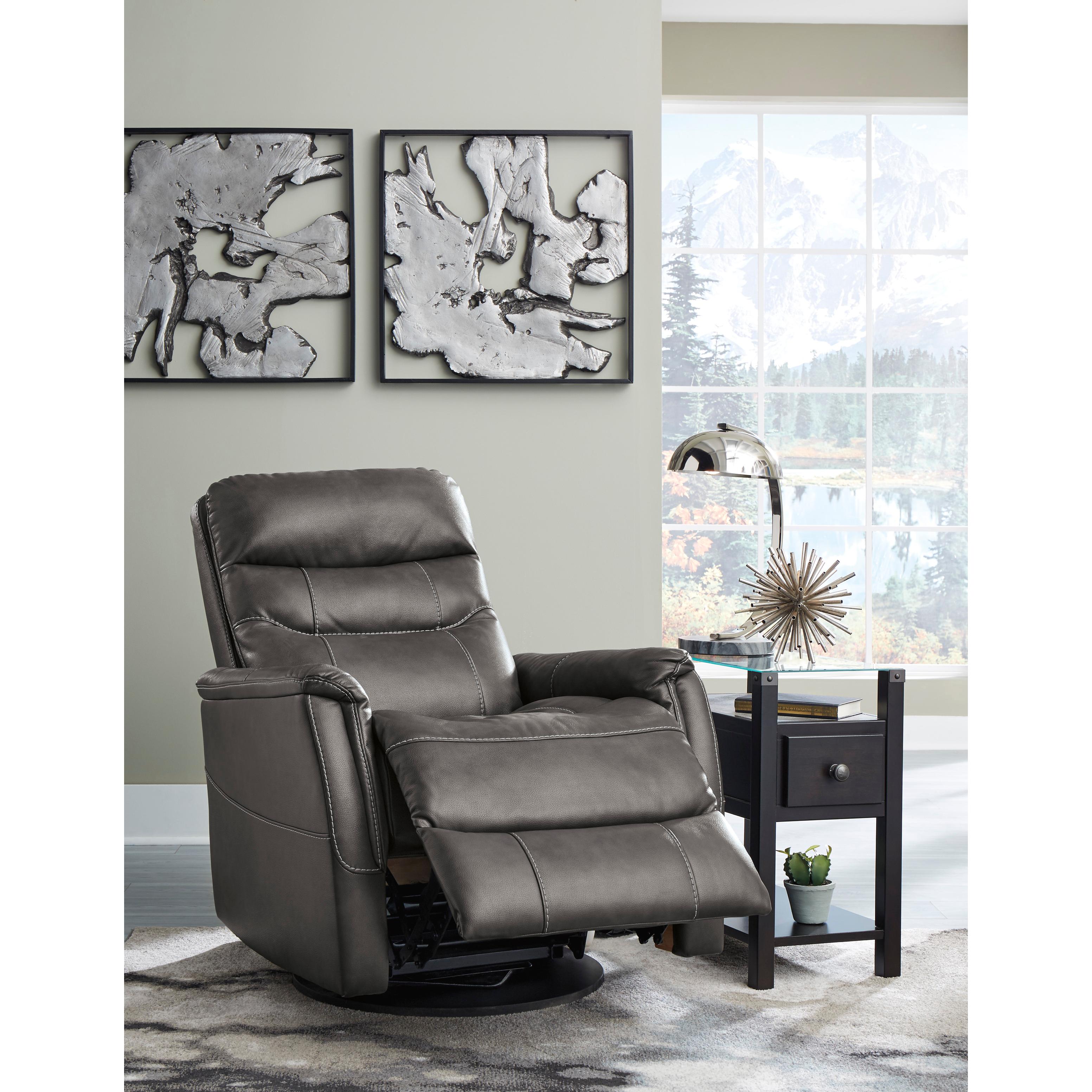 Signature Design by Ashley Riptyme Swivel Glider Leather Look Recliner 4640261 IMAGE 7