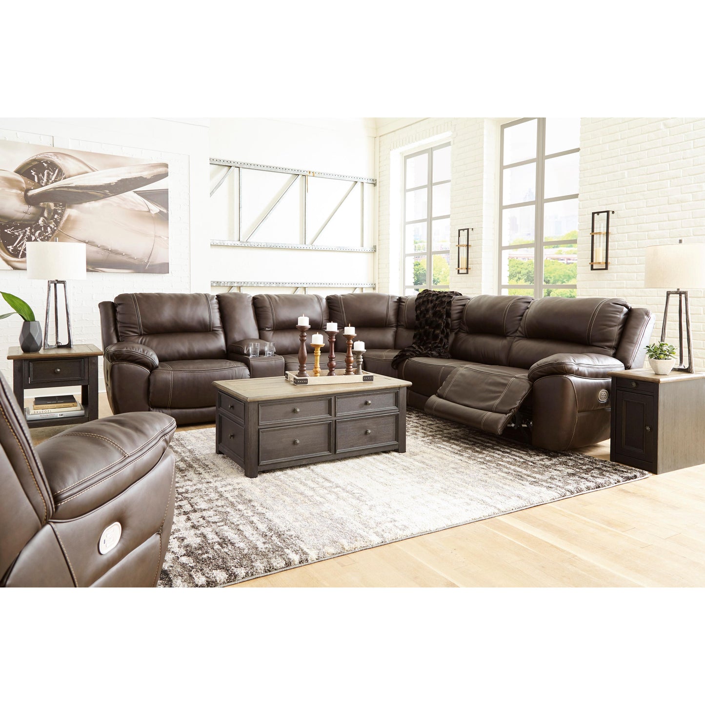 Signature Design by Ashley Dunleith Power Leather Match Recliner with Wall Recline U7160482 IMAGE 12