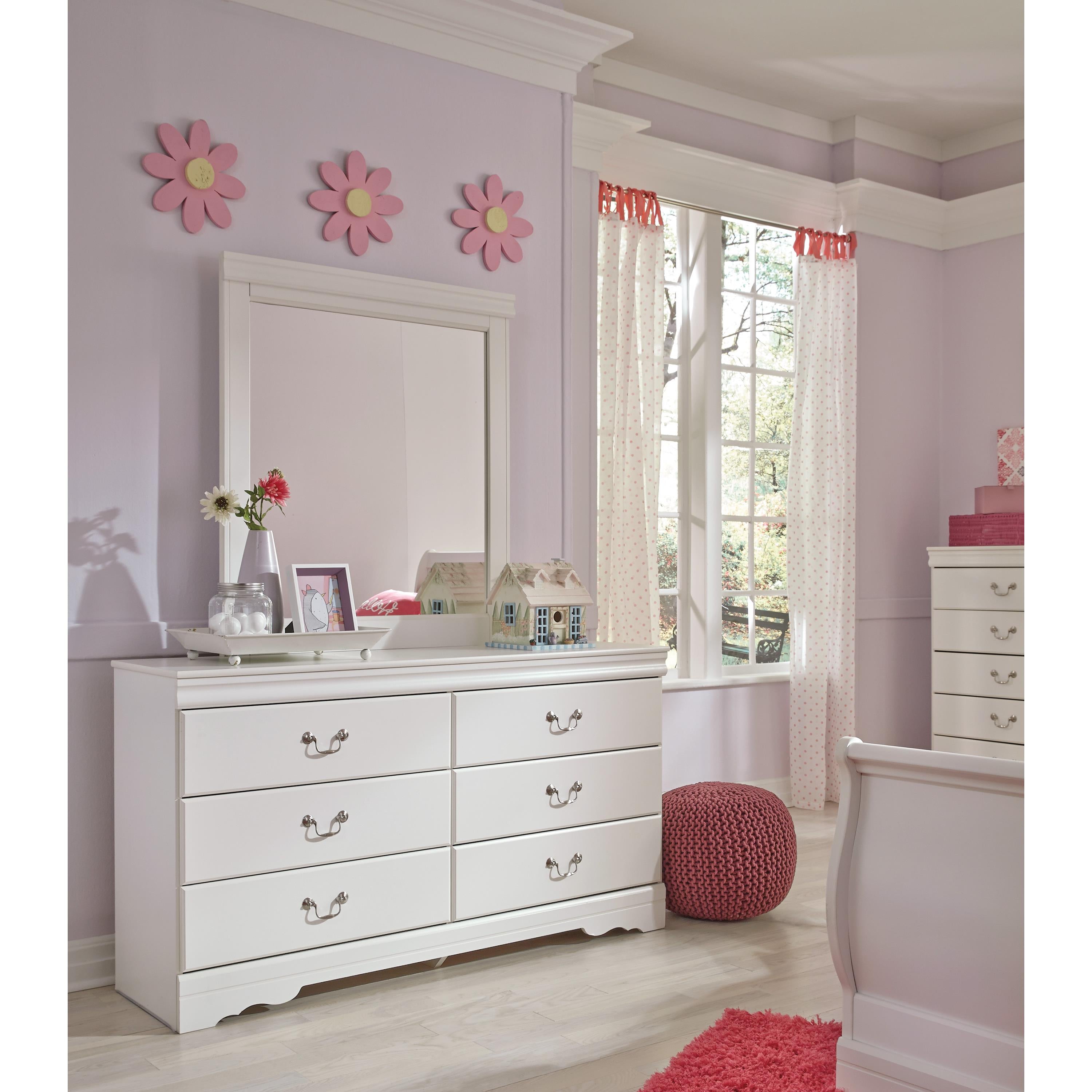 Signature Design by Ashley Anarasia 6 Drawer Dresser with Mirror B129 American Furniture of Slidell