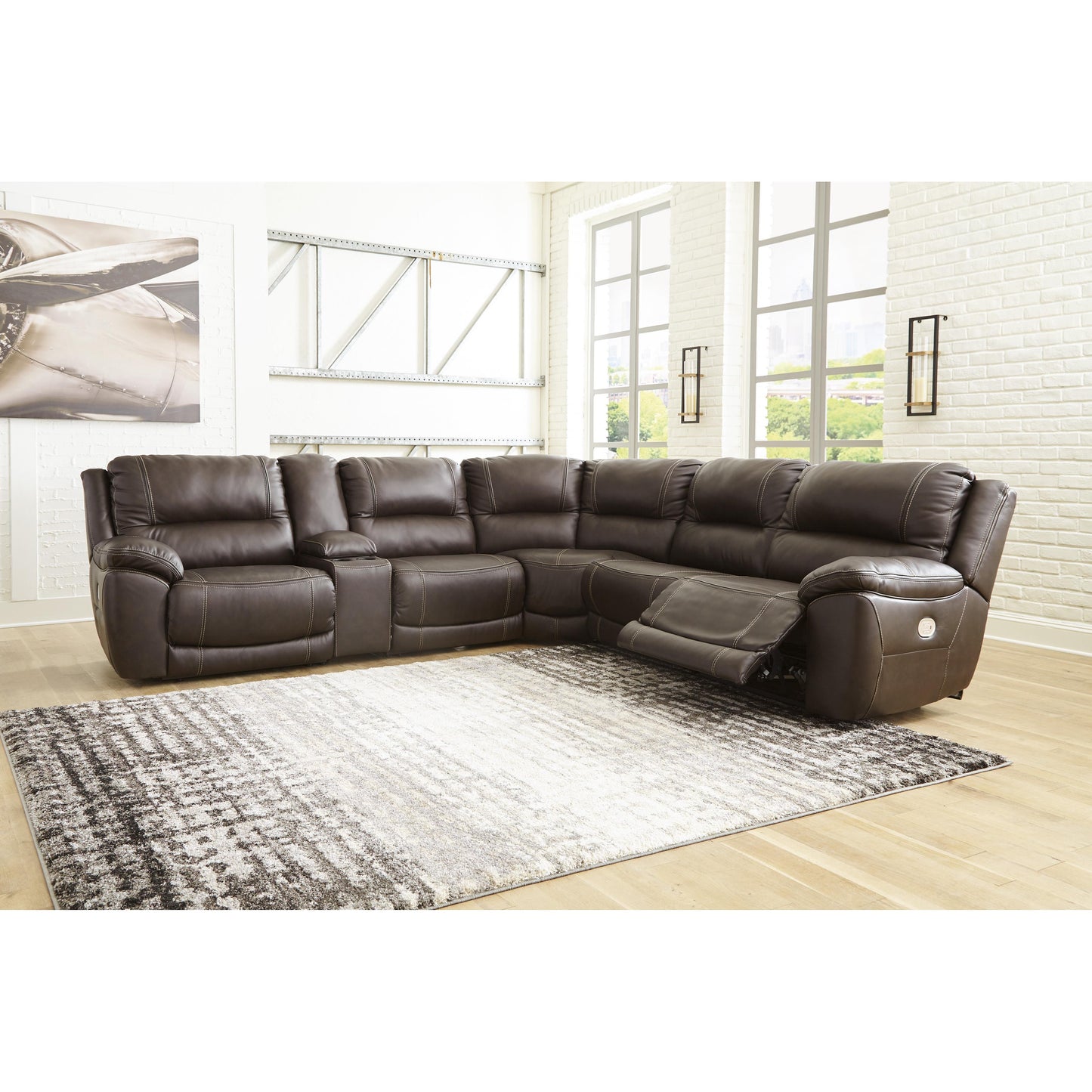 Signature Design by Ashley Dunleith Power Reclining Leather Match 6 pc Sectional U7160458/U7160457/U7160431/U7160477/U7160446/U7160462 IMAGE 3