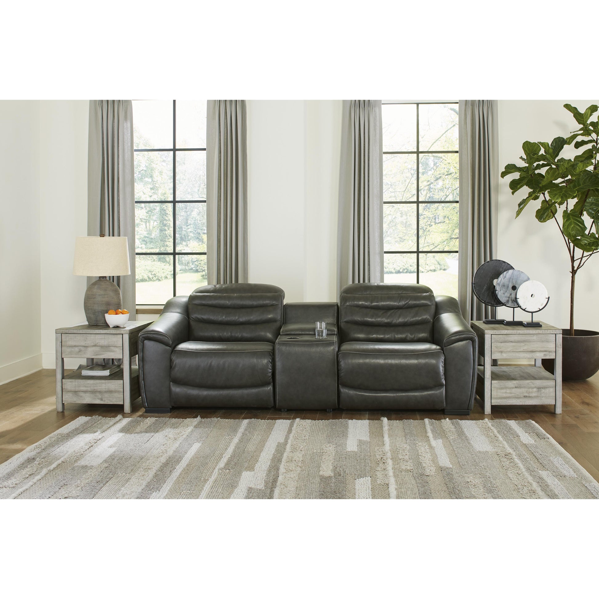 Signature Design by Ashley Center Line Power Reclining Leather Look 3 pc Sectional U6340458/U6340457/U6340462 IMAGE 2