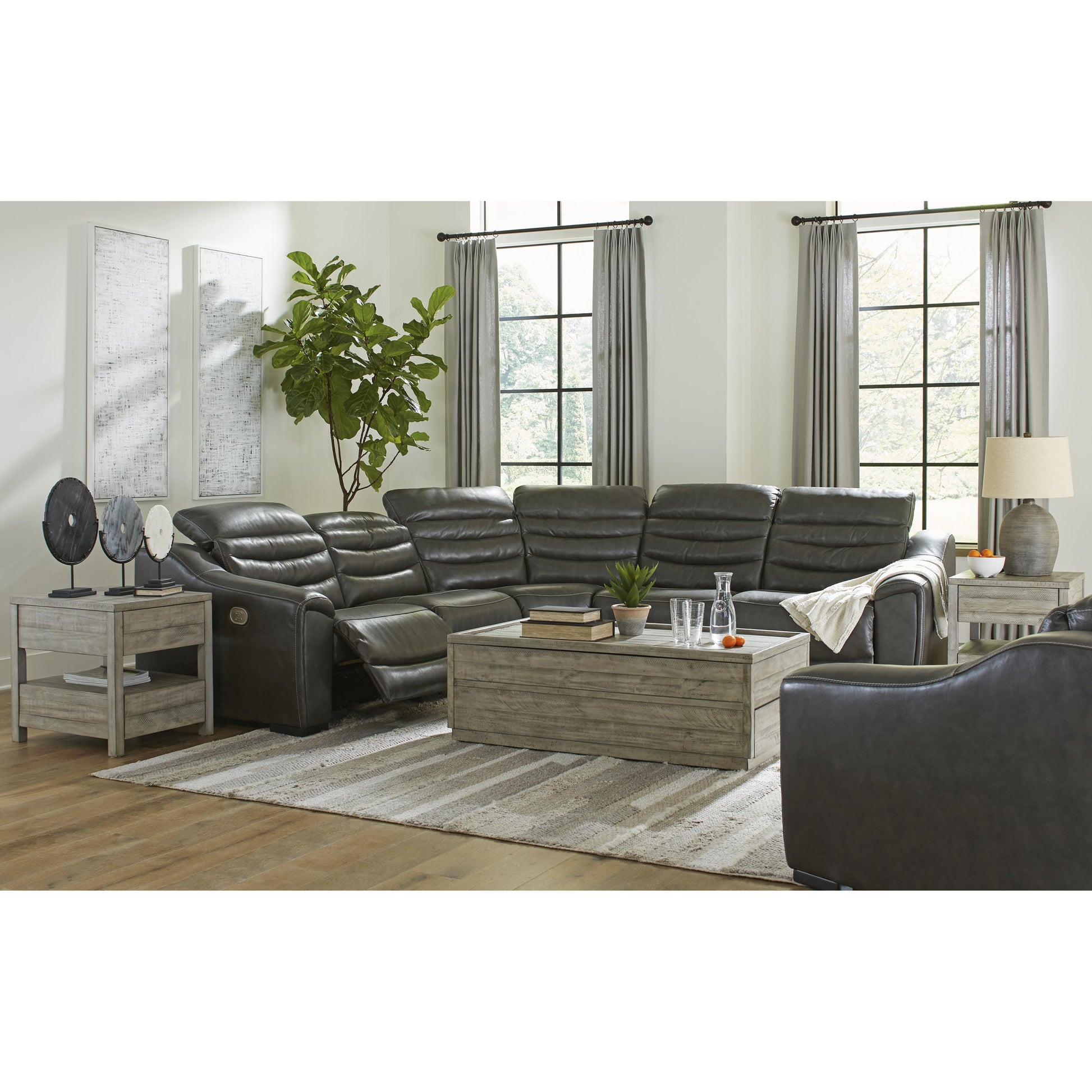 Signature Design by Ashley Center Line Power Reclining Leather Look 5 pc Sectional U6340458/U6340431/U6340477/U6340446/U6340462 IMAGE 7