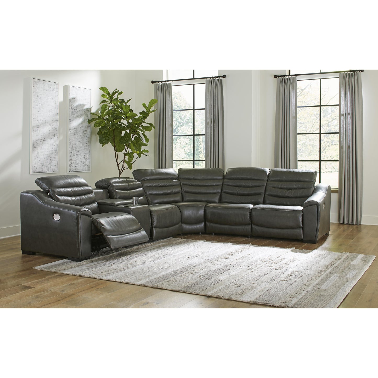 Signature Design by Ashley Center Line Power Reclining Leather Look 6 pc Sectional U6340458/U6340457/U6340431/U6340477/U6340446/U6340462 IMAGE 3