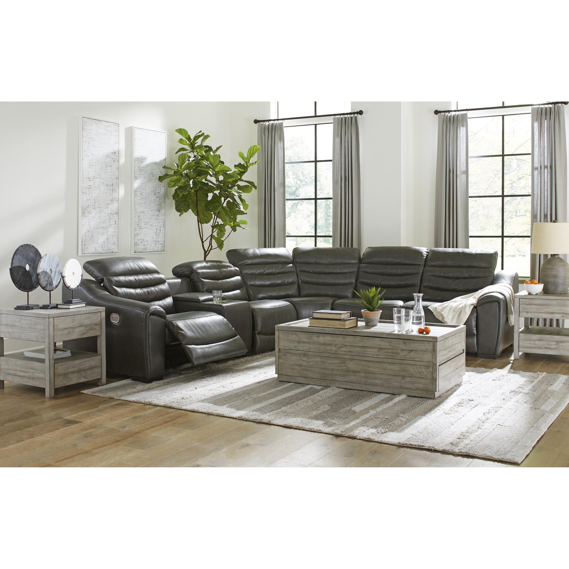 Signature Design by Ashley Center Line Power Reclining Leather Look 6 pc Sectional U6340458/U6340457/U6340431/U6340477/U6340446/U6340462 IMAGE 6