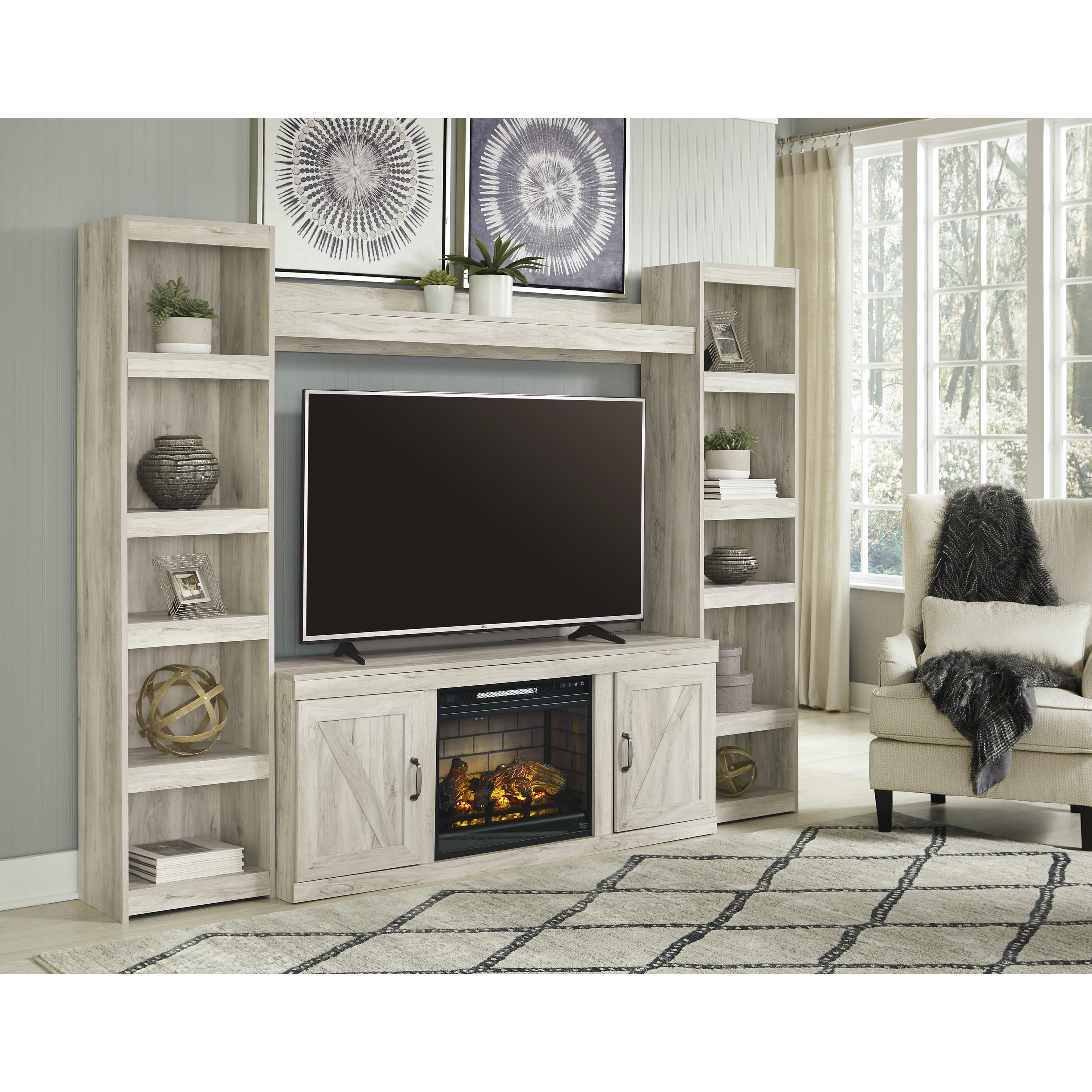 Farmhouse style entertainment center with fireplace online