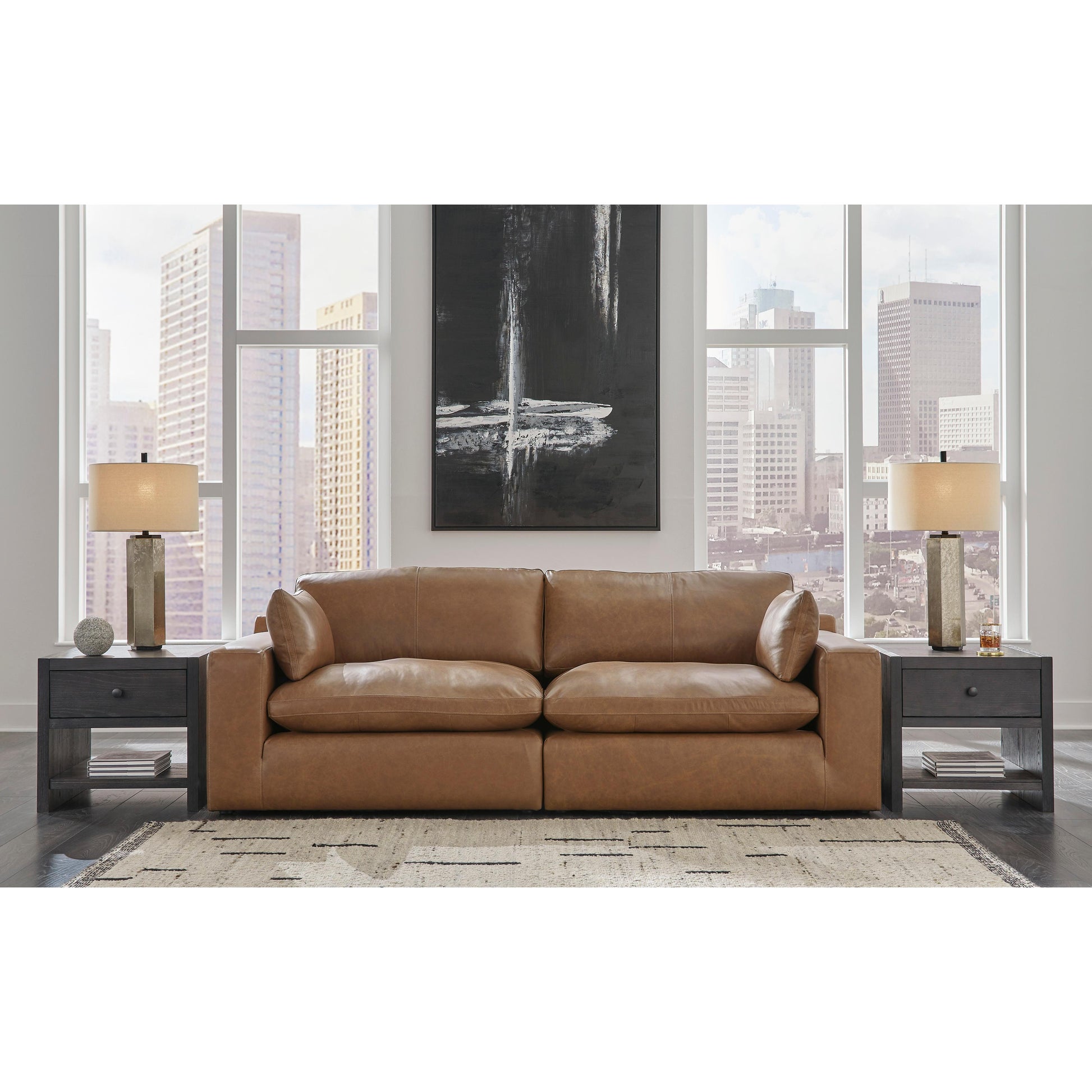 Signature Design by Ashley Emilia Stationary Leather Loveseat 3090164/3090165 IMAGE 2