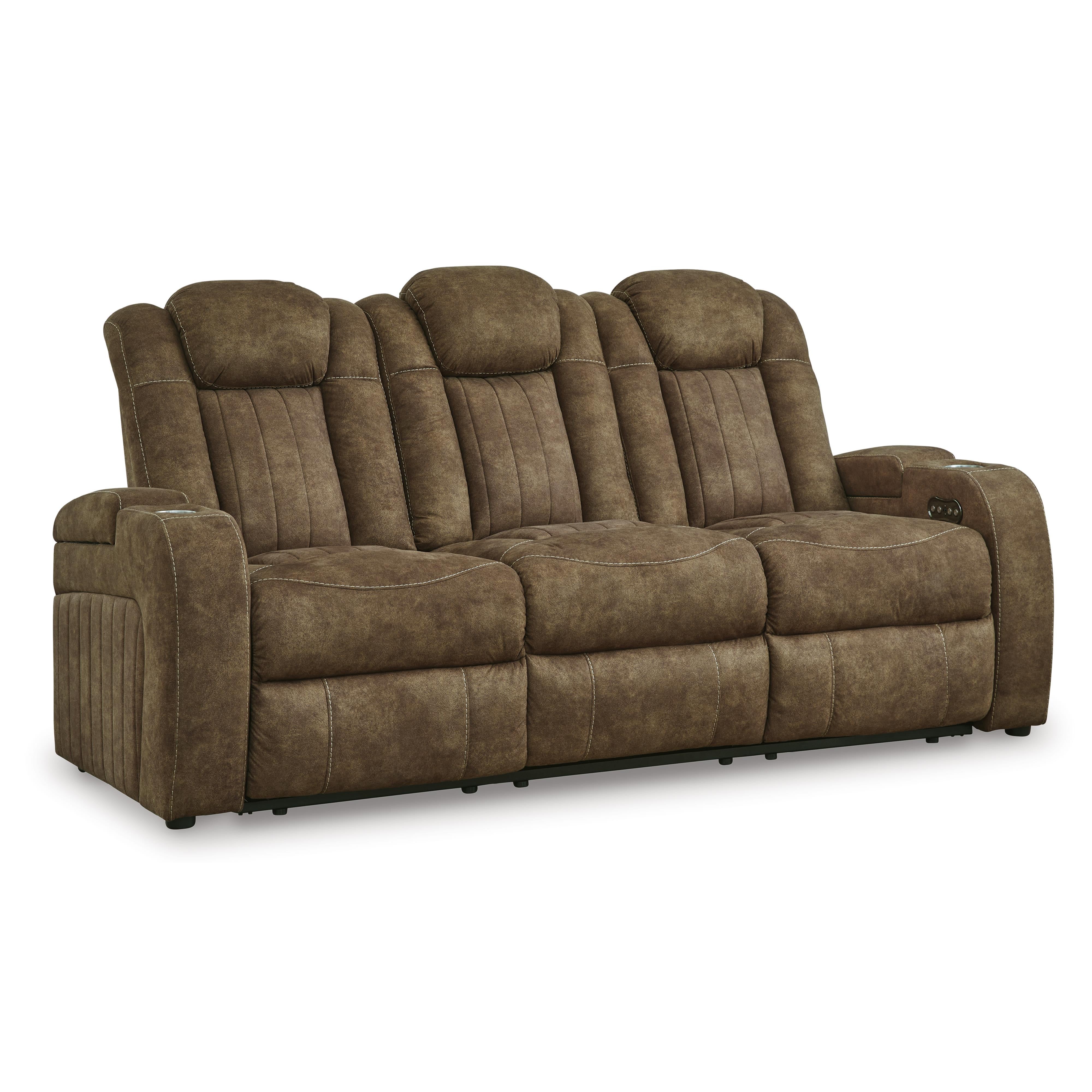 Signature Design by Ashley Wolfridge Power Reclining Leather Look Sofa