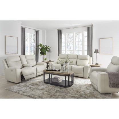 Signature Design by Ashley Mindanao Power Reclining Leather Match Loveseat U5950518 IMAGE 12