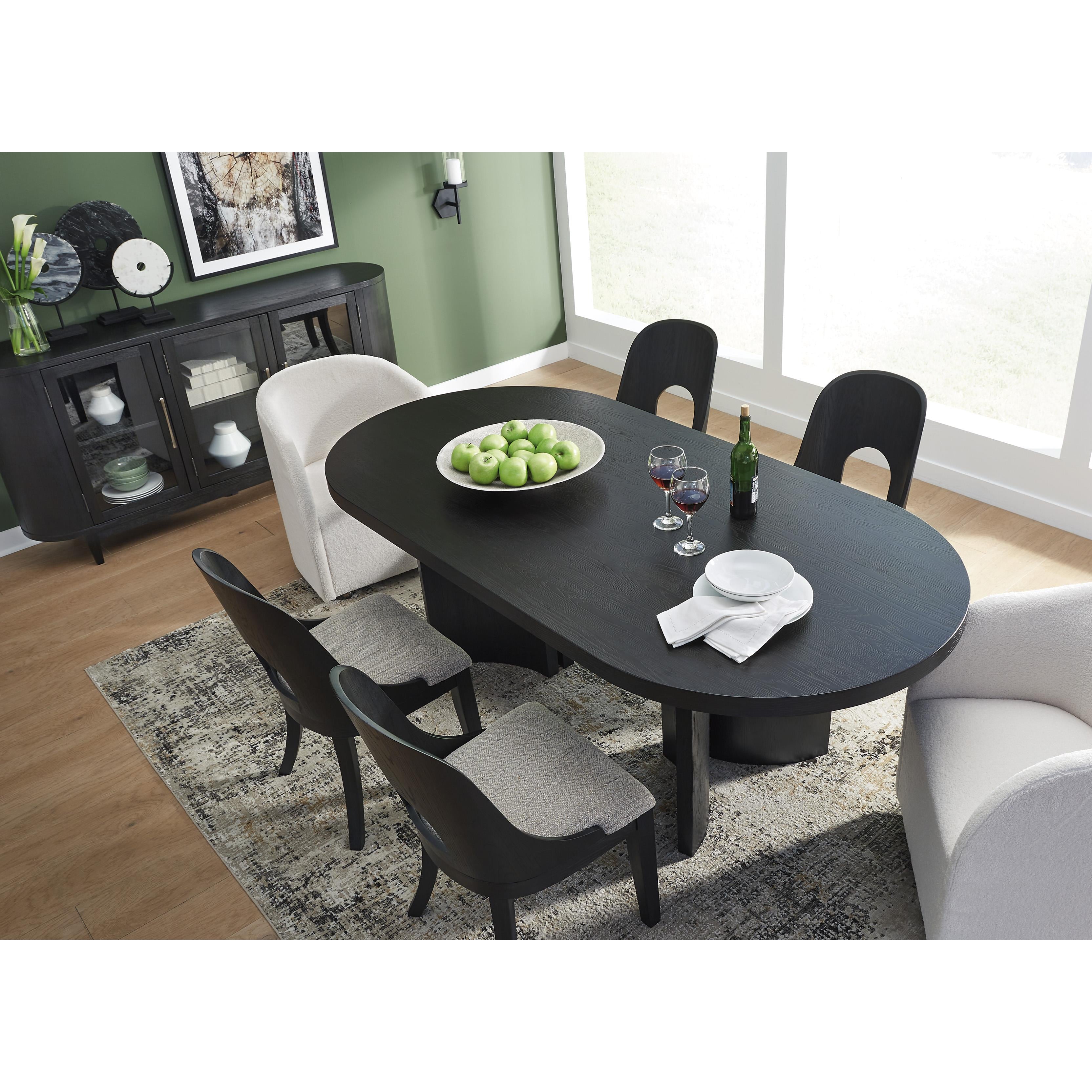 Signature Design by Ashley Oval Rowanbeck Dining Table with Pedestal B American Furniture of Slidell