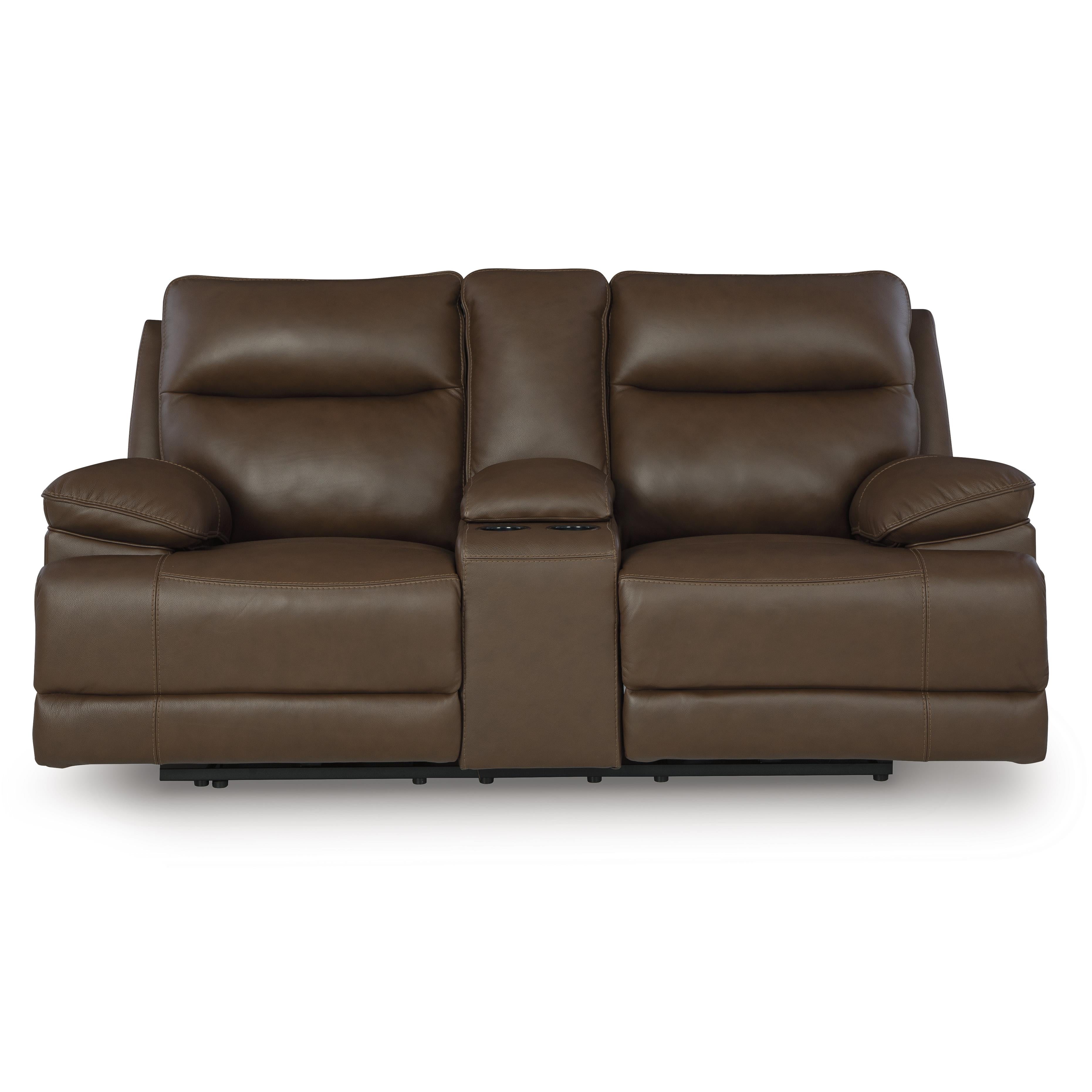 Signature Design by Ashley VonRyan Power Reclining Leather Match Loveseat with Console U1040018 IMAGE 2