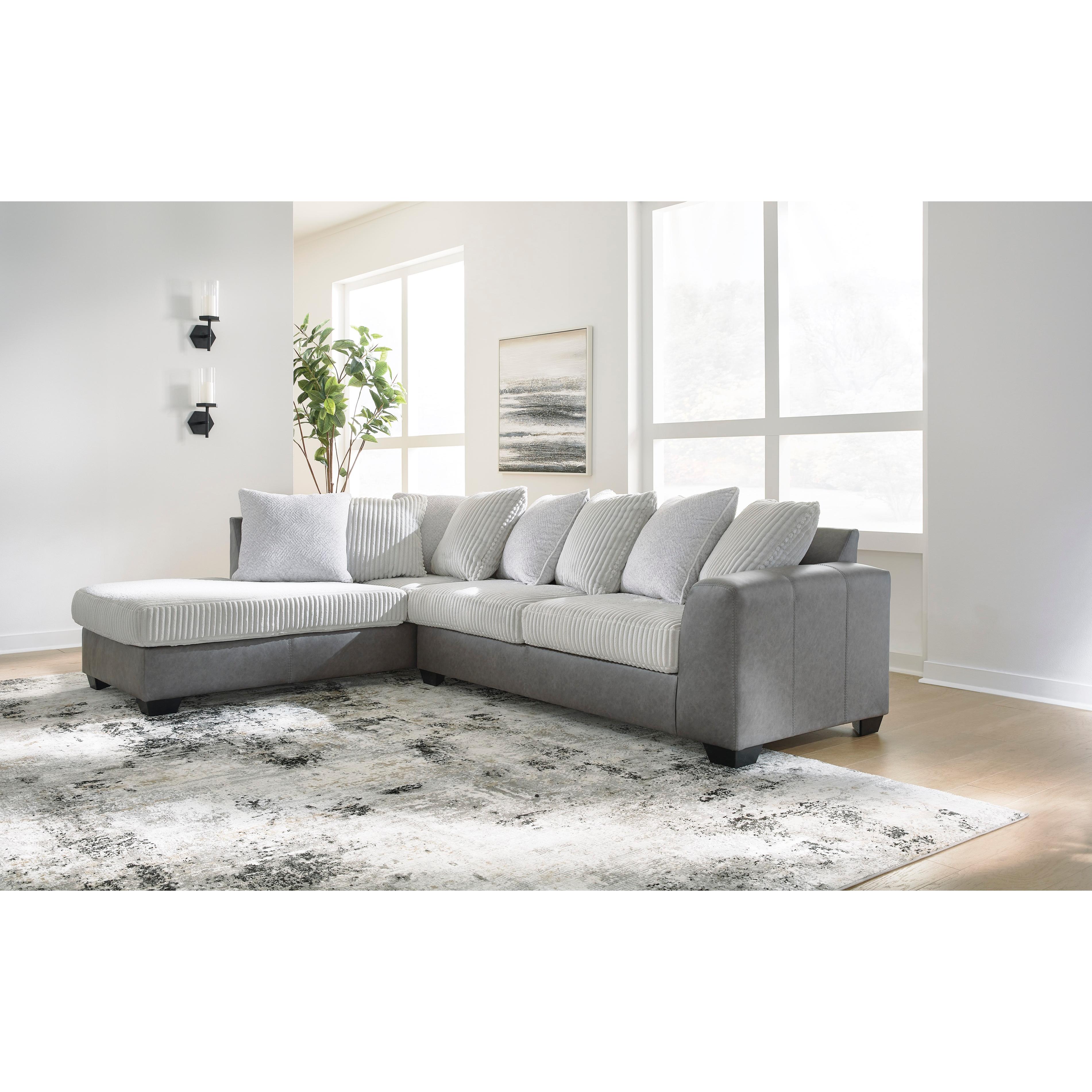 Benchcraft Clairette Court Fabric and Leather Look 2 pc Sectional 3150 American Furniture of Slidell