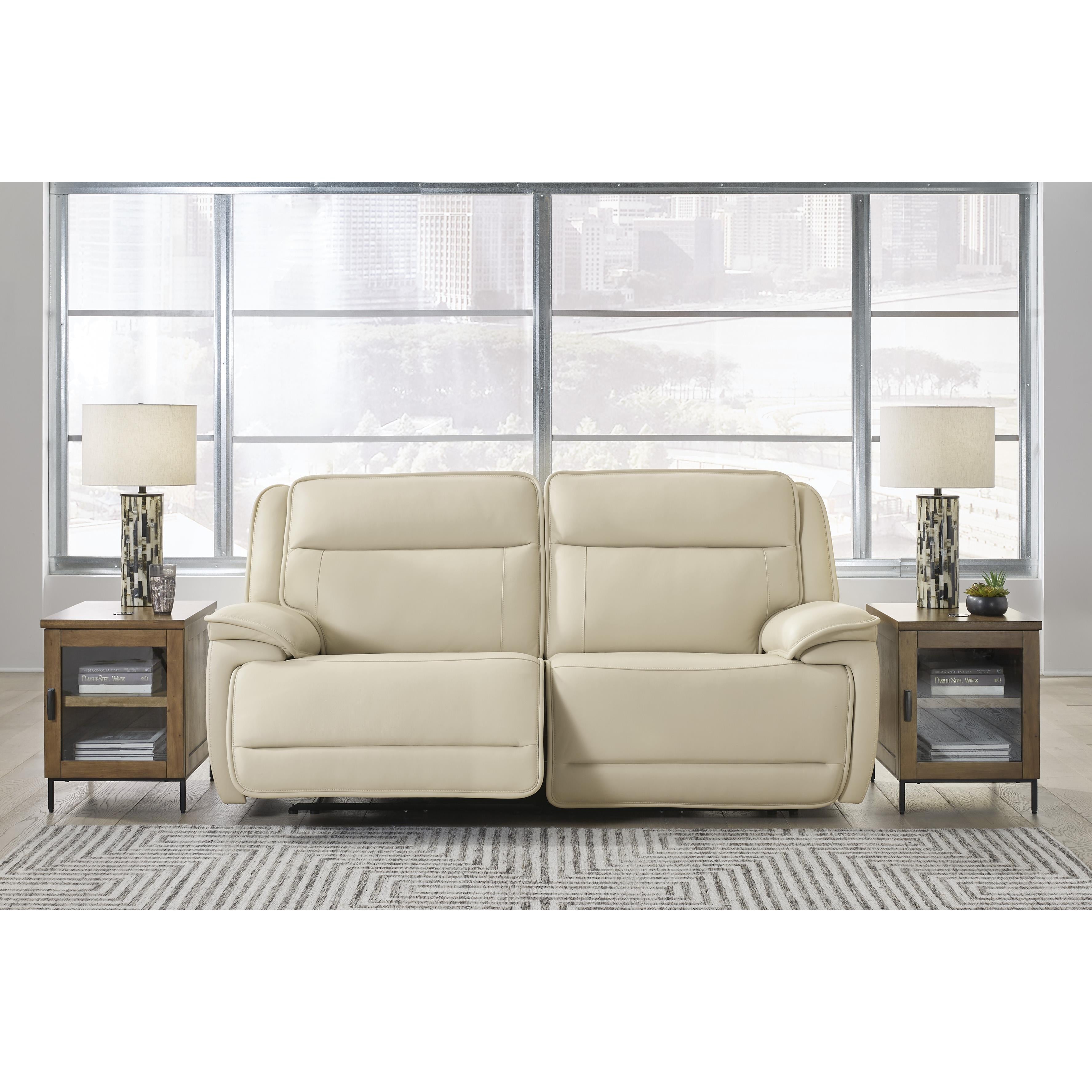 Signature Design by Ashley Double Deal Power Reclining Leather Match Loveseat U1300158/U1300162 IMAGE 2