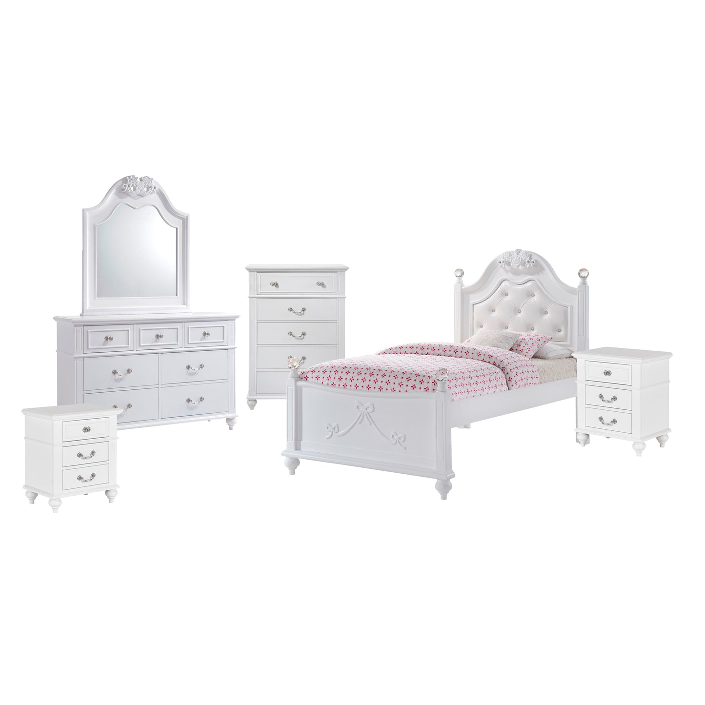 ALANA TWIN PLATFORM 6PC BEDROOM SET W/ STORAGE TRUNDLE