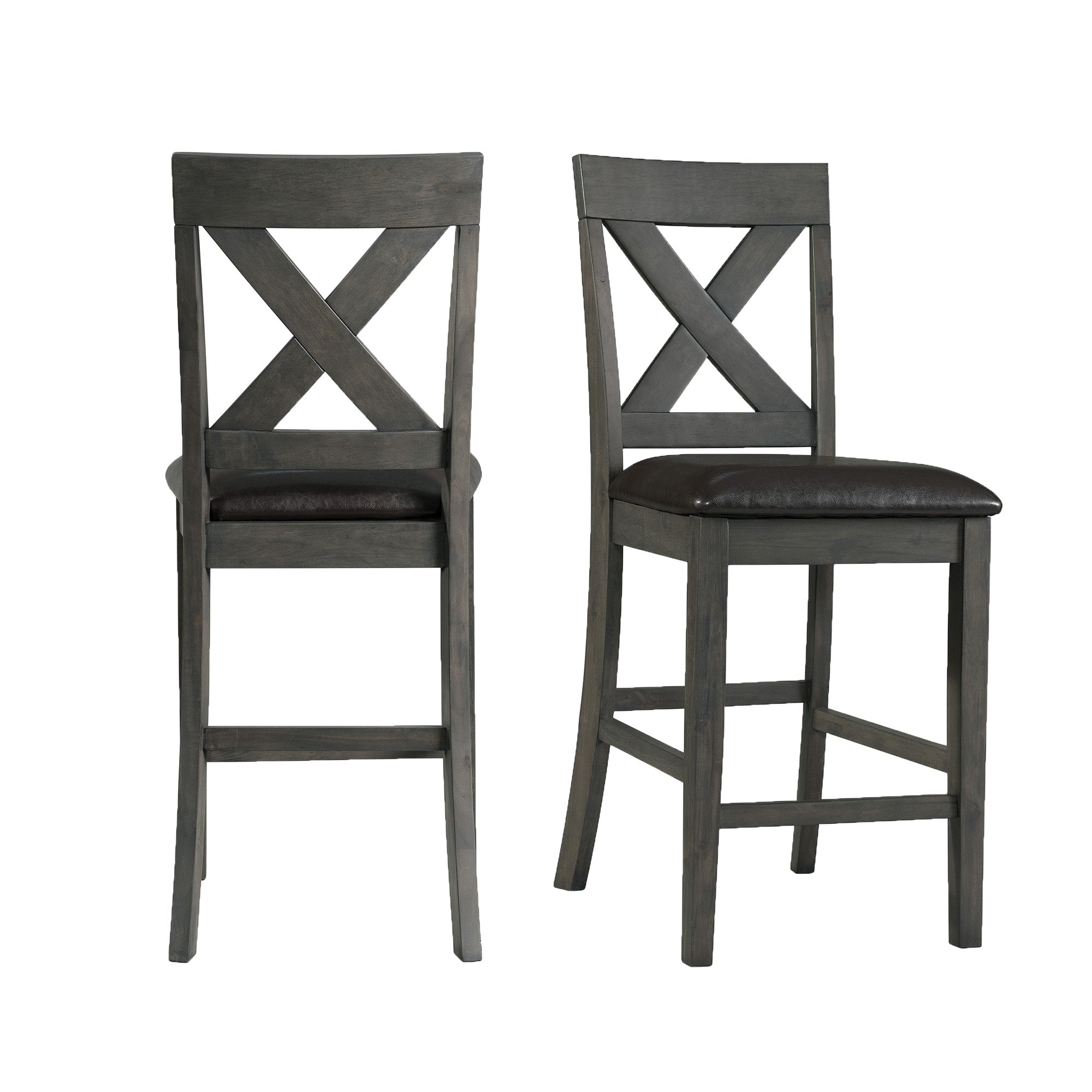 Alex Counter Side Chair W/Black PU Grey (2 Per Pack)