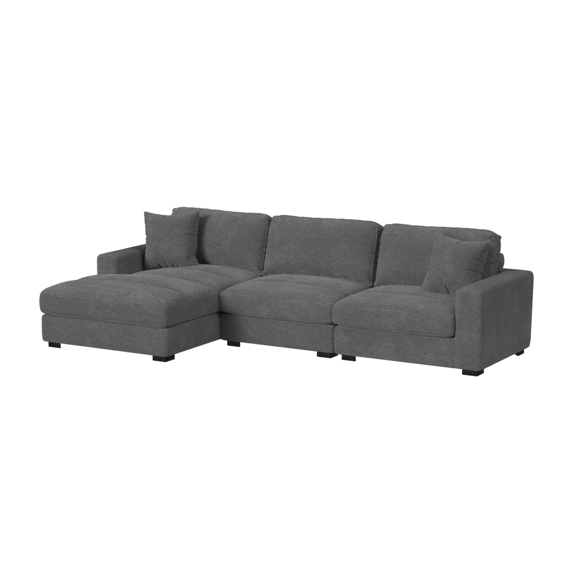 Arizona Modular 3PC Sectional Set with LHF Chaise in Steno Charcoal