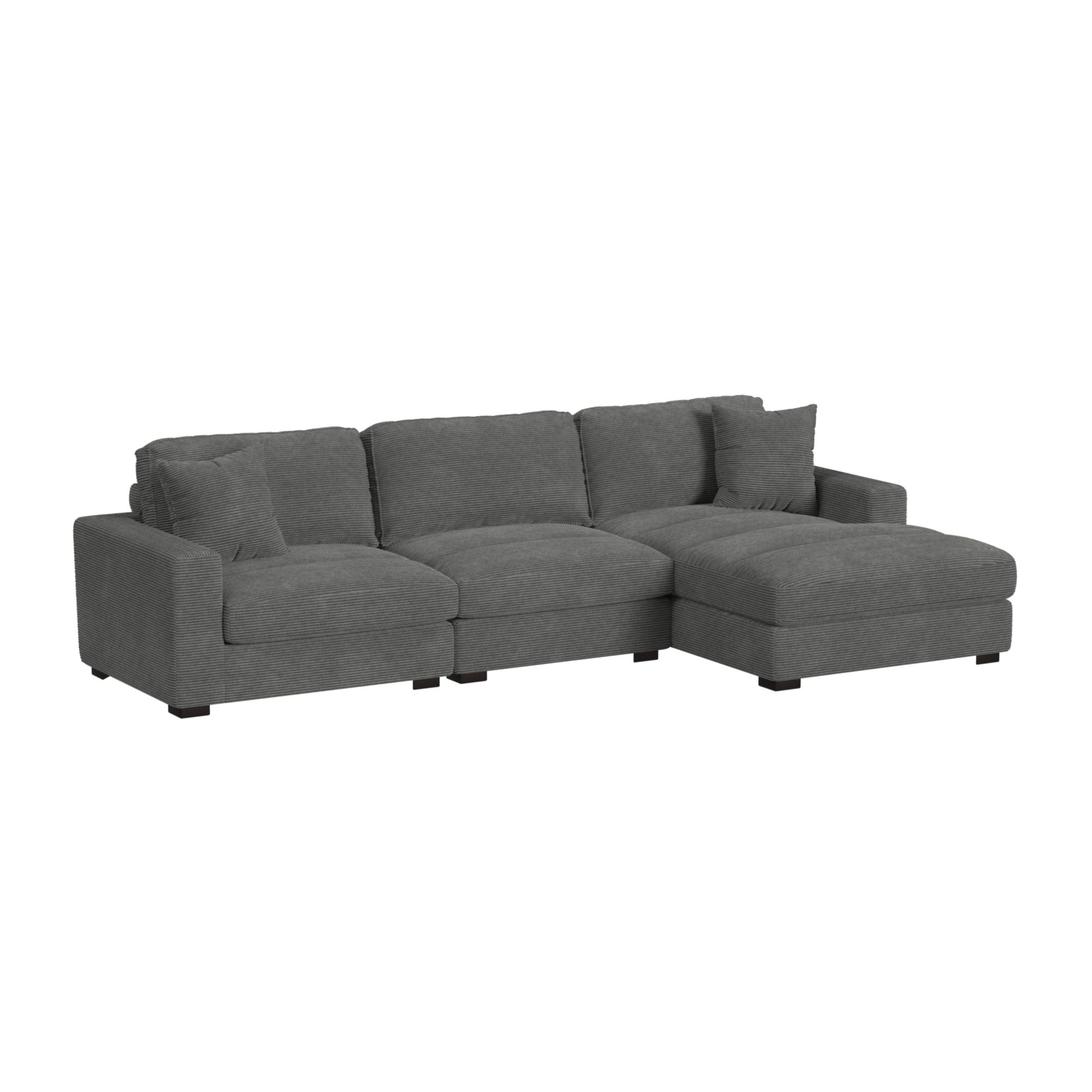 Arizona Modular 3PC Sectional Set with RHF Chaise in Steno Charcoal