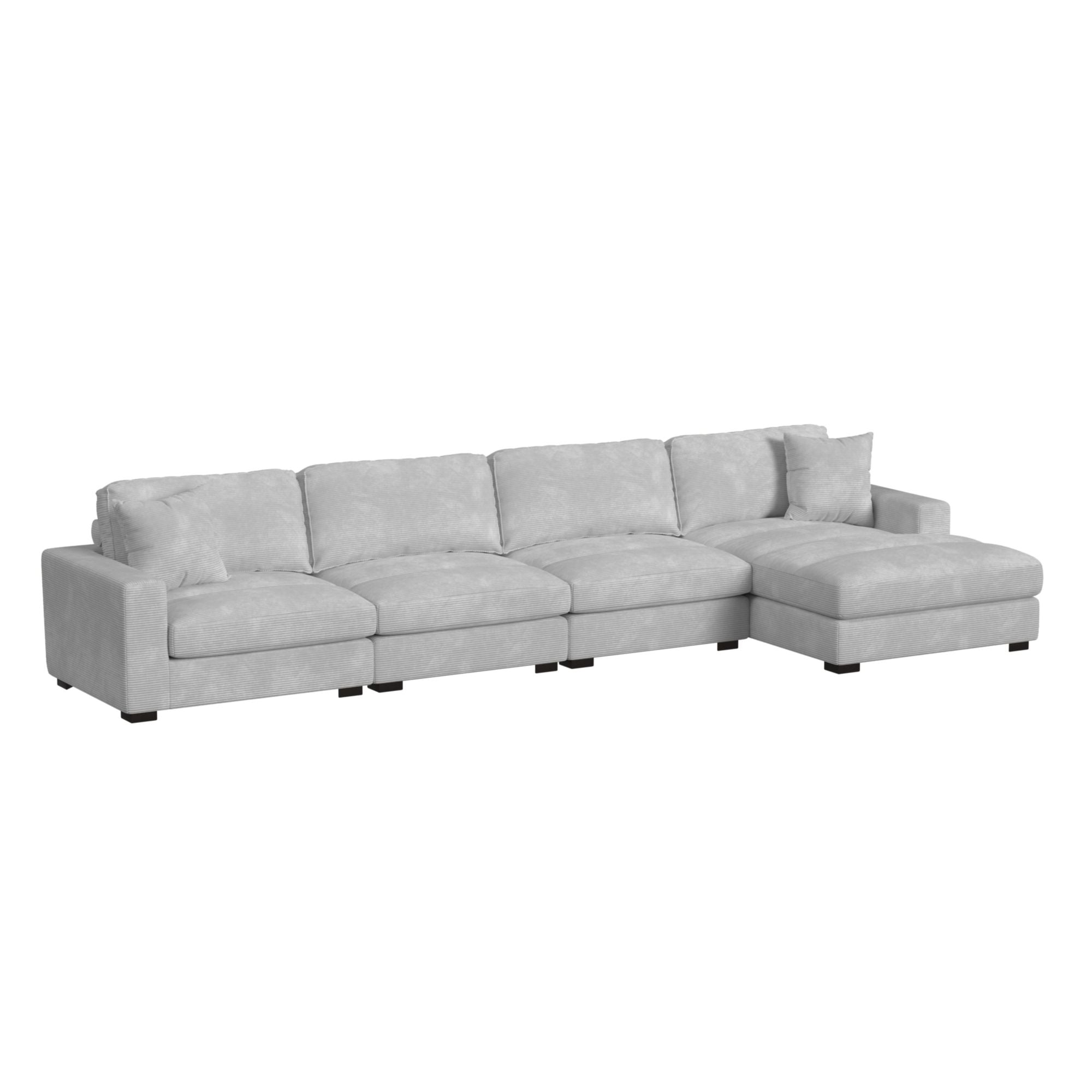 Arizona Modular 4PC Sectional Set with RHF Chaise in Steno Stone