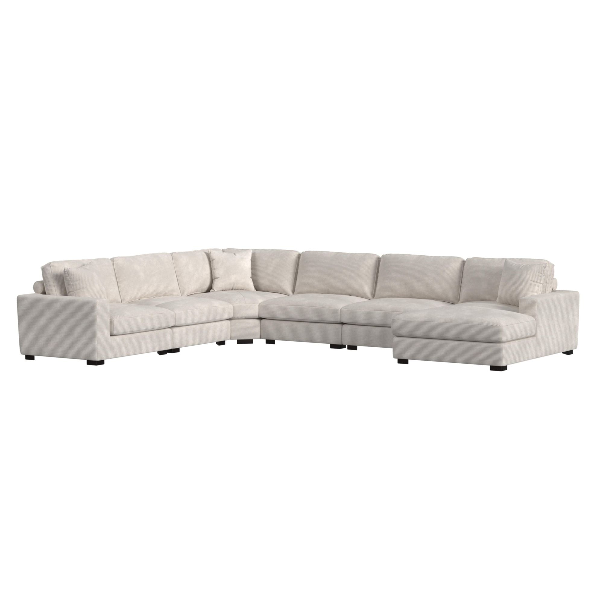 Arizona Modular 6PC Sectional Set with RHF Chaise in Steno Beige