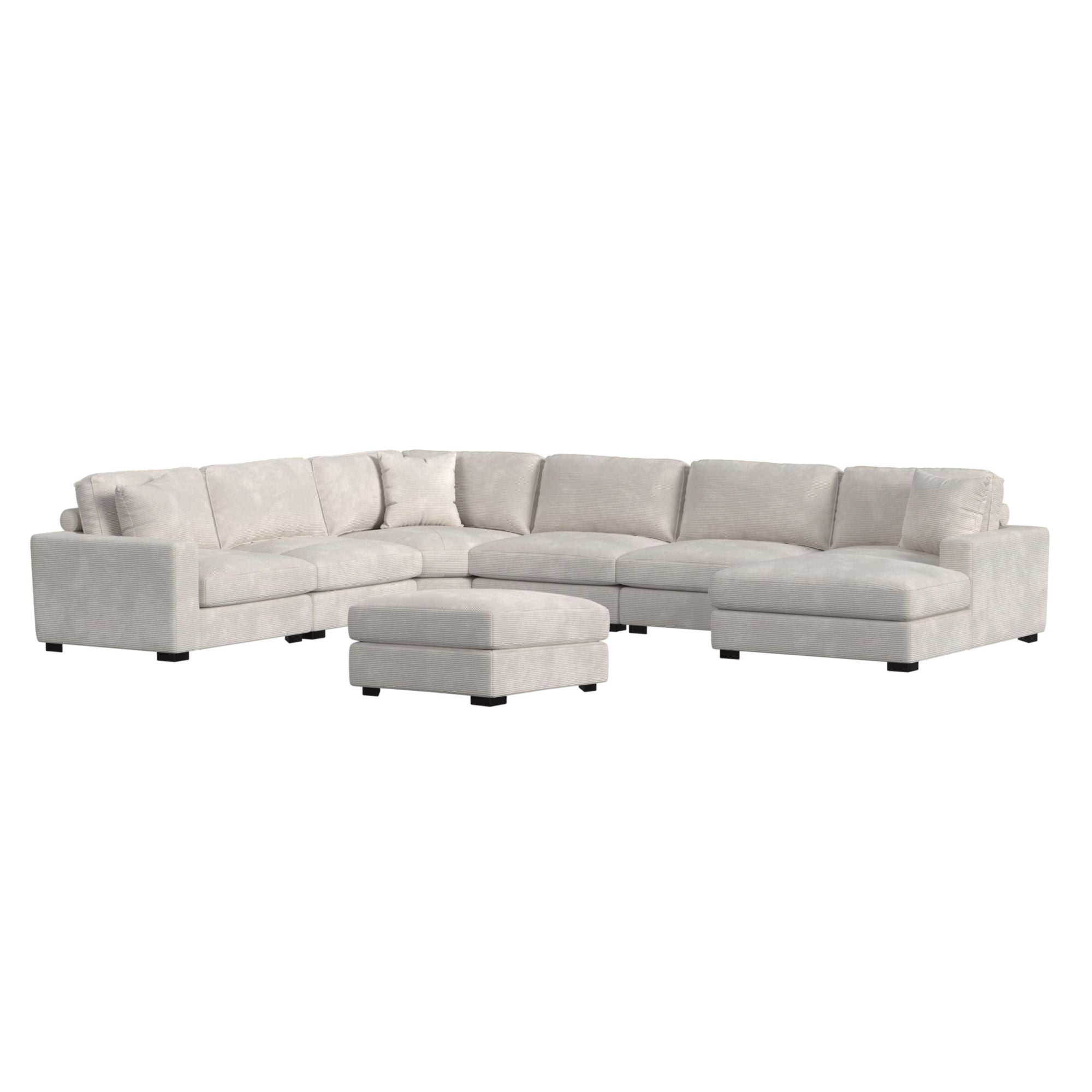 Arizona Modular 7PC Sectional Set with RHF Chaise in Steno Beige