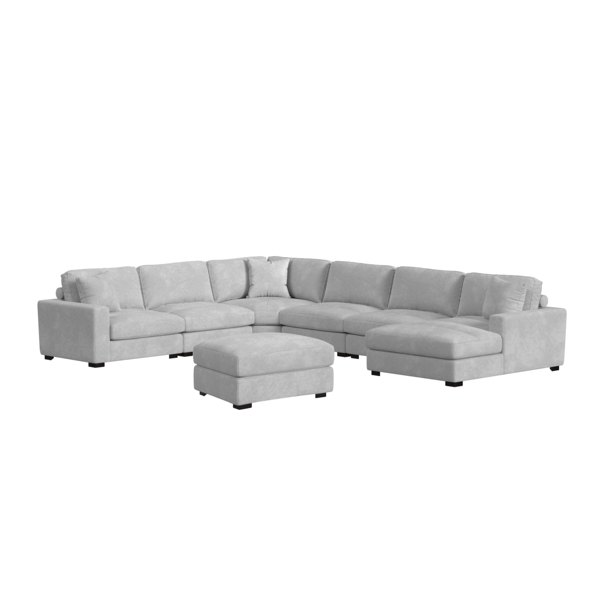 Arizona Modular 7PC Sectional Set with RHF Chaise in Steno Stone