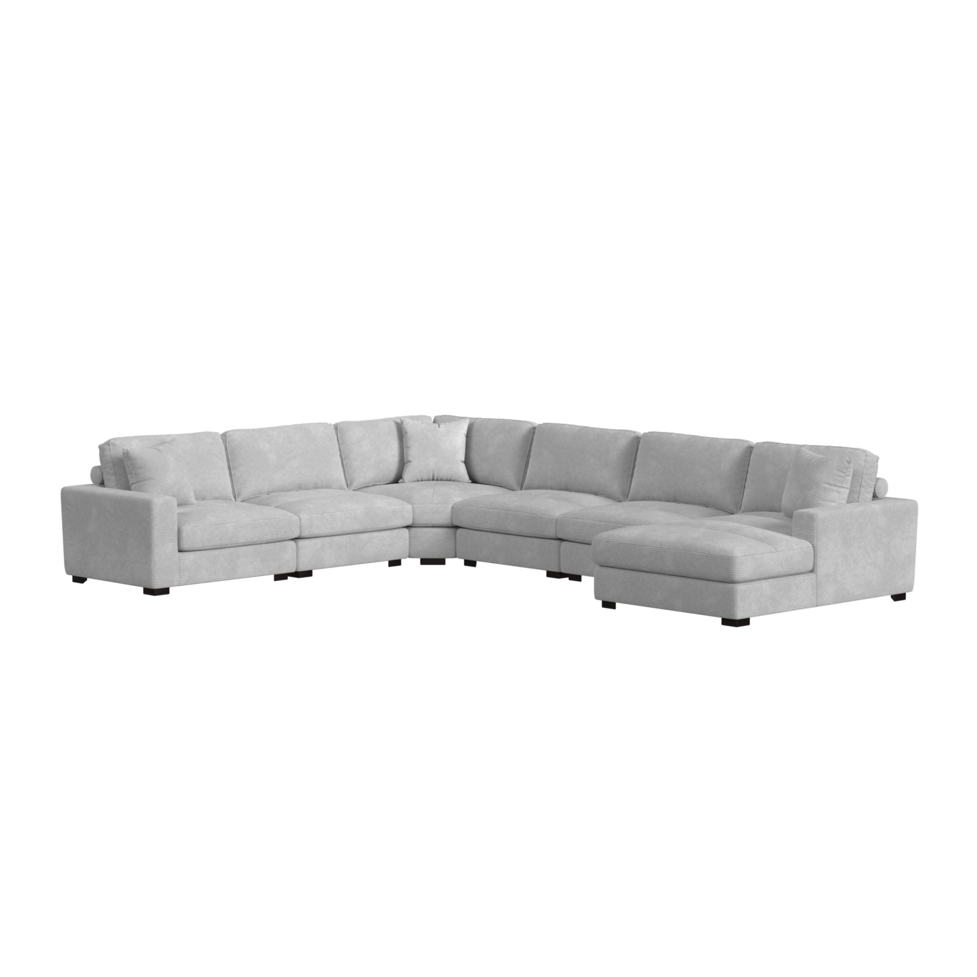 Arizona Modular 6PC Sectional Set with RHF Chaise in Steno Stone