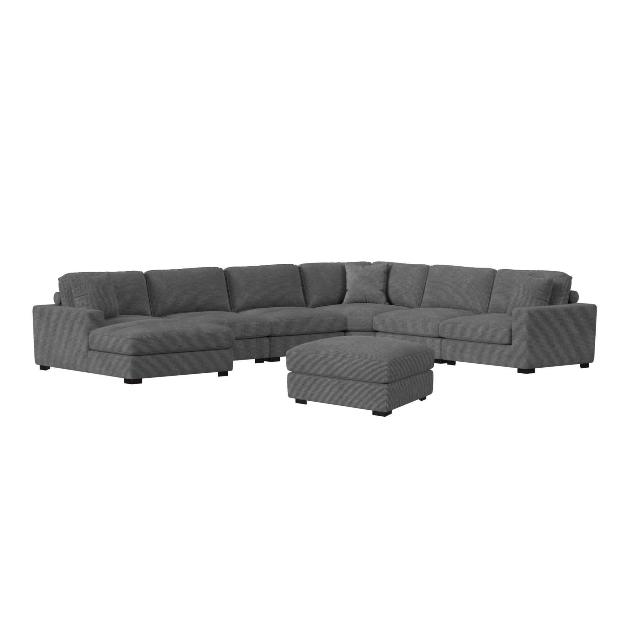 Arizona Modular 7PC Sectional Set with LHF Chaise in Steno Charcoal