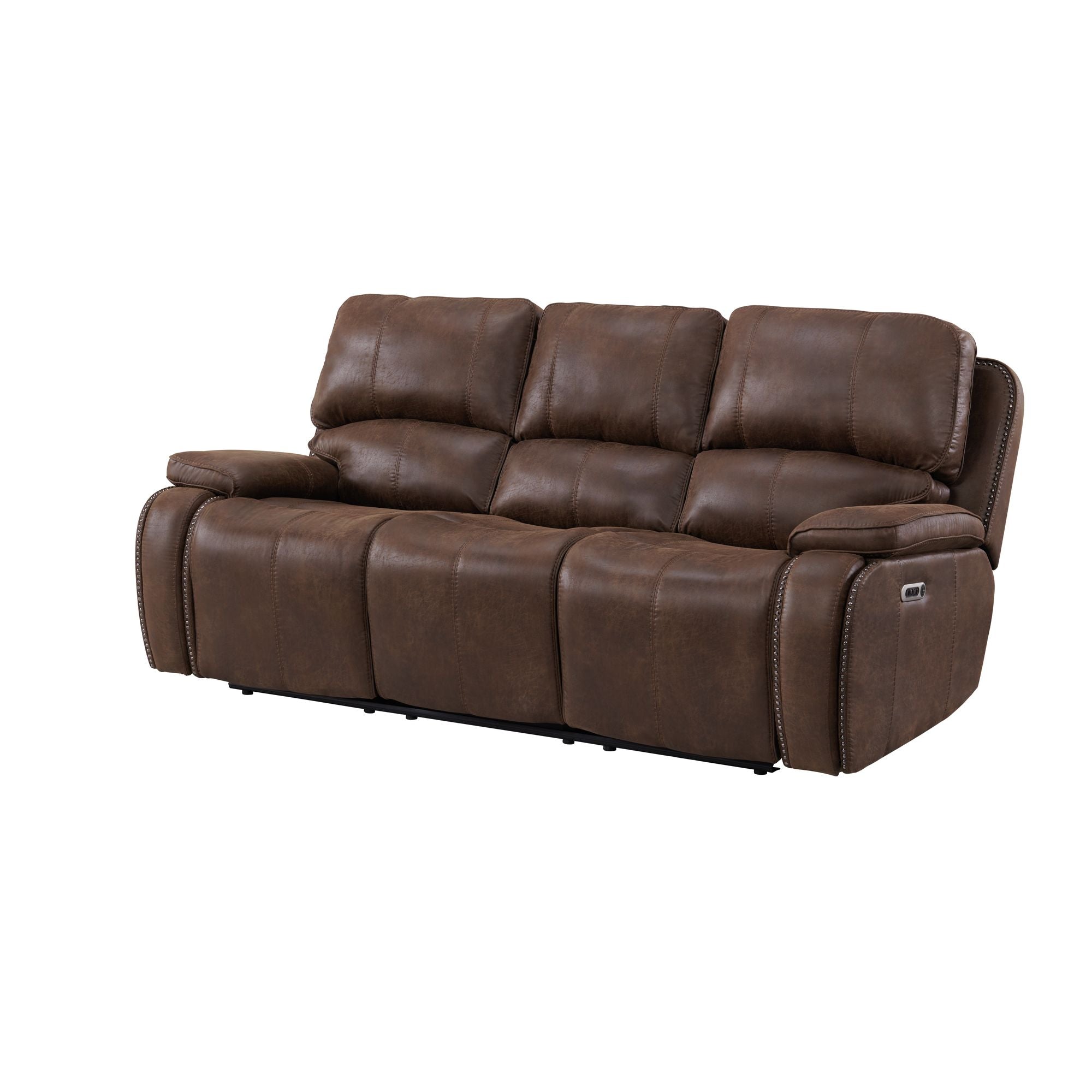 Atlantis Power Motion Sofa with Power Motion Head Recliner in Heritage Brown