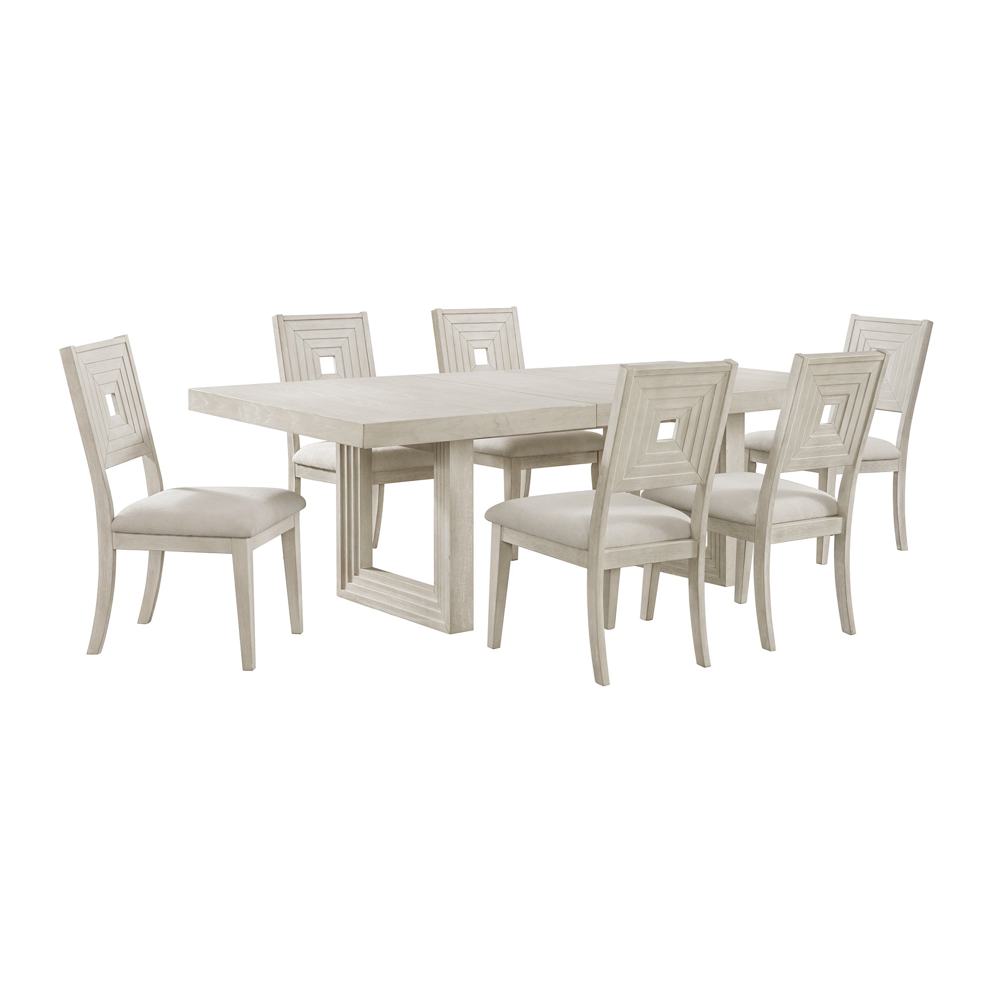 Avalanche 7PC Standard Height Dining Set in Antique White-Table and Six Chairs