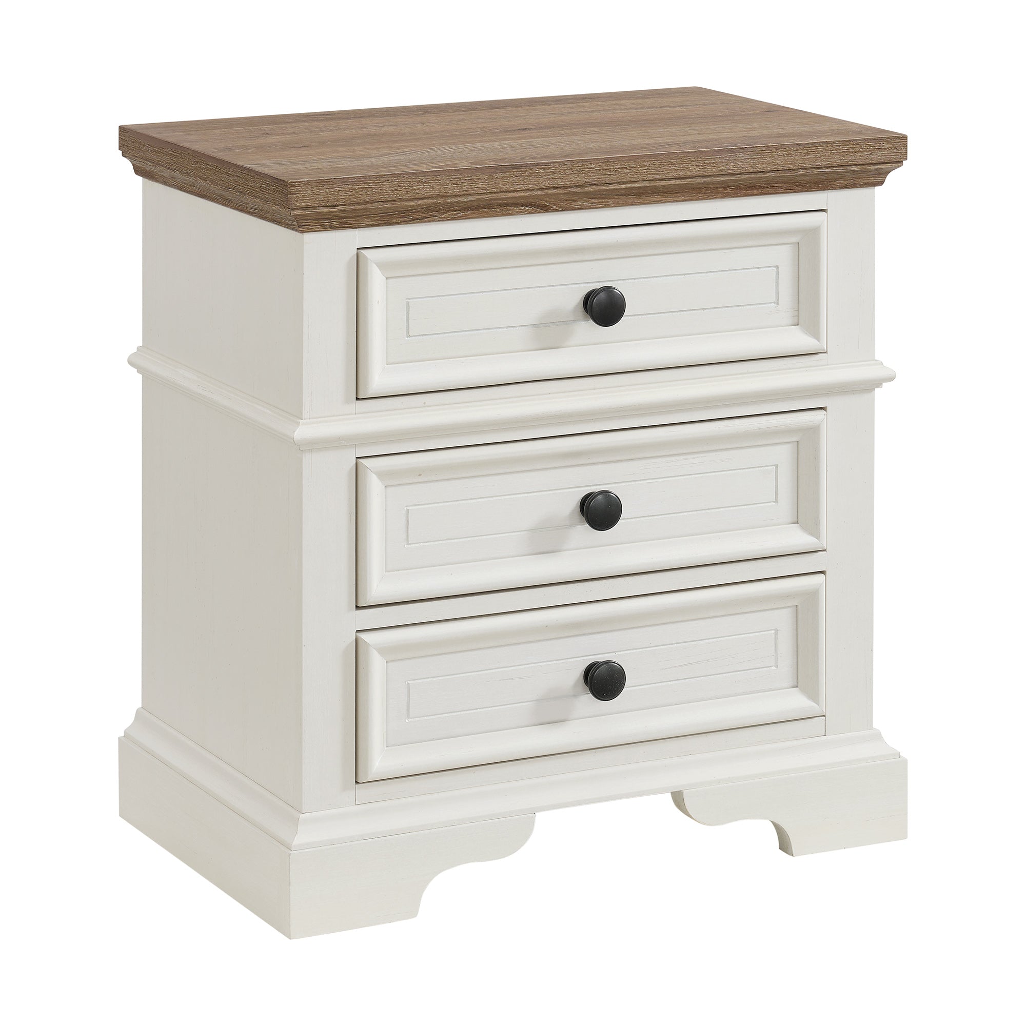 Eastwood Youth 3-Drawer Nightstand in Brown and Off-White