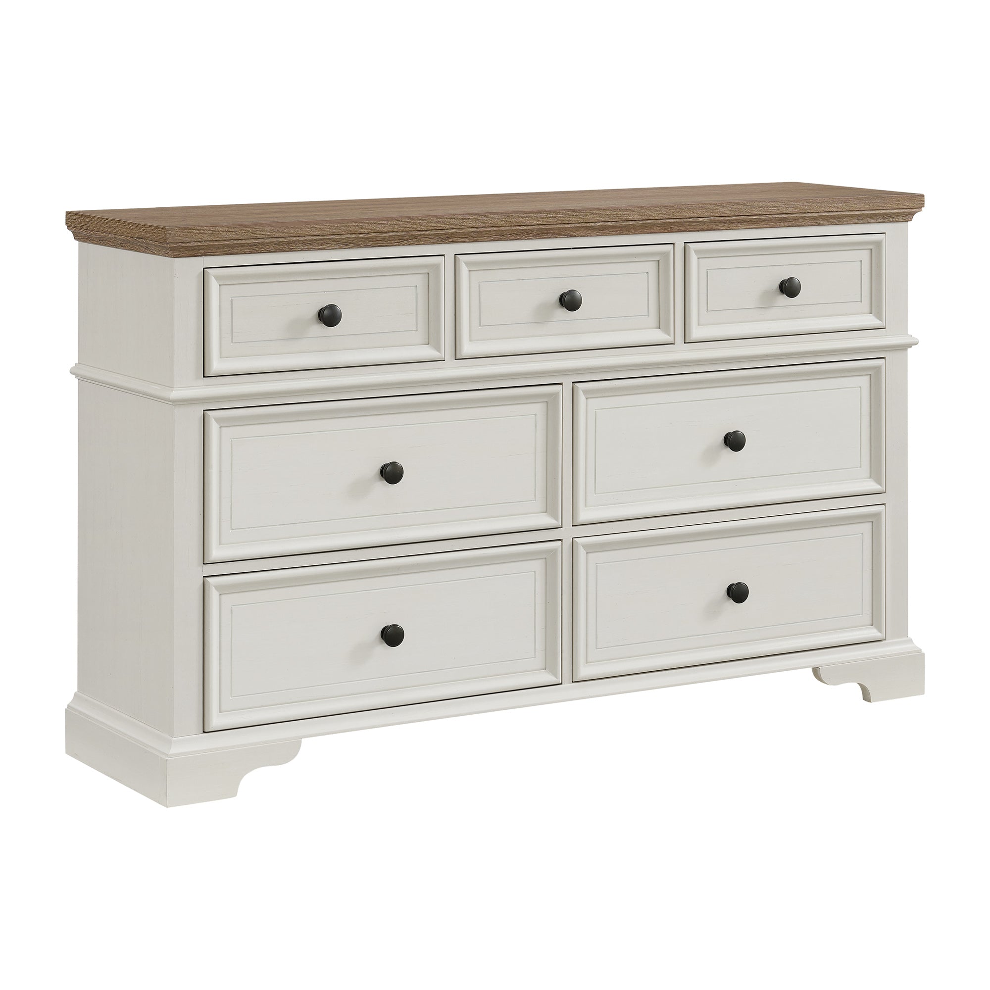 Eastwood Youth 7-Drawer Dresser in Brown and Off-White