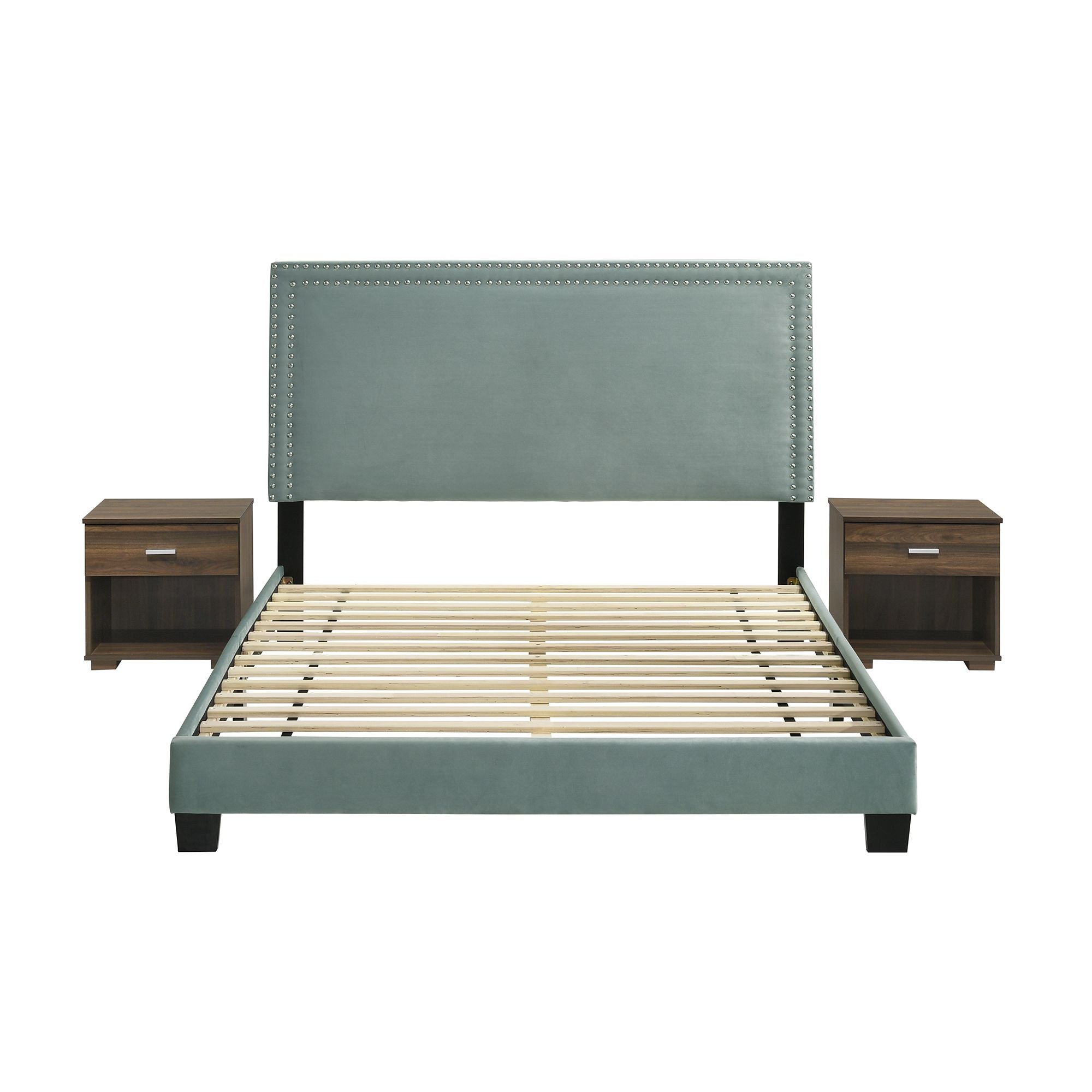 Erica Queen Bed in Carroll Green W/Two End Table (3A packing)