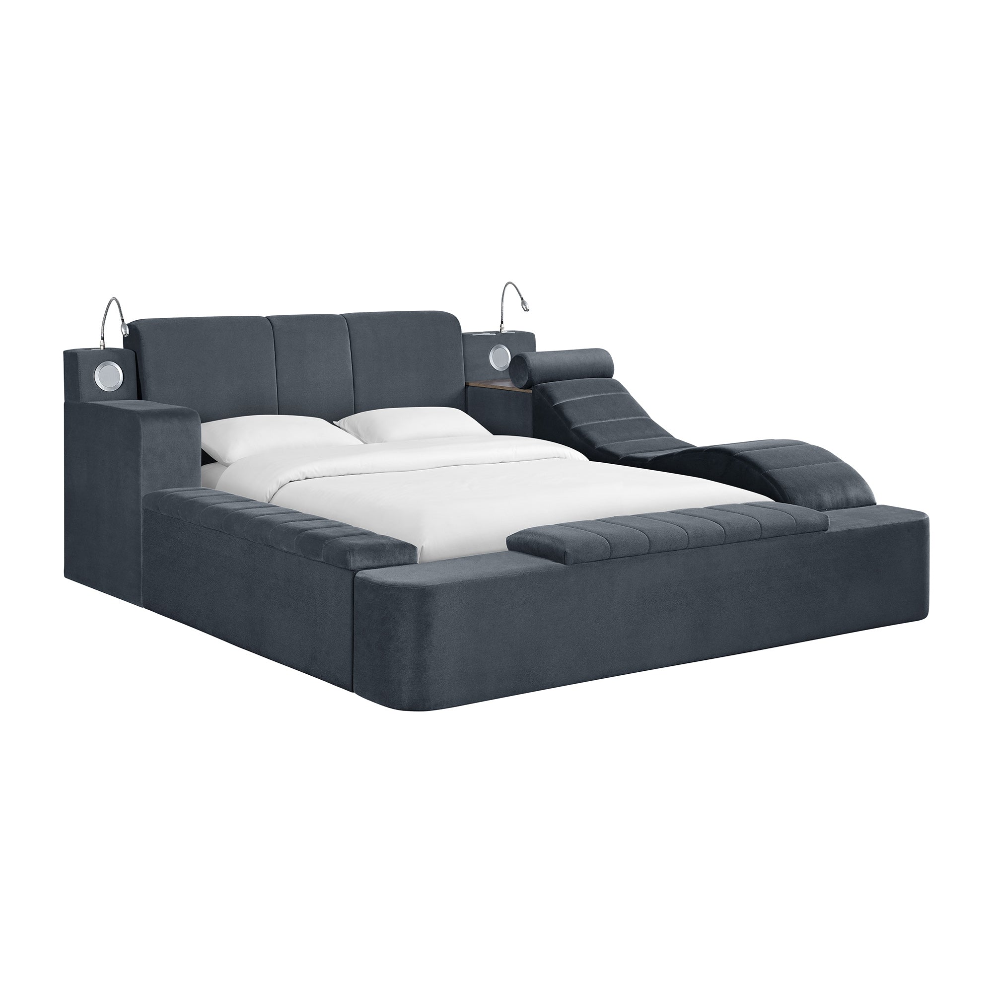 Ottawa Queen UPH Transformer Bed with Electronic Features in Grey Linen