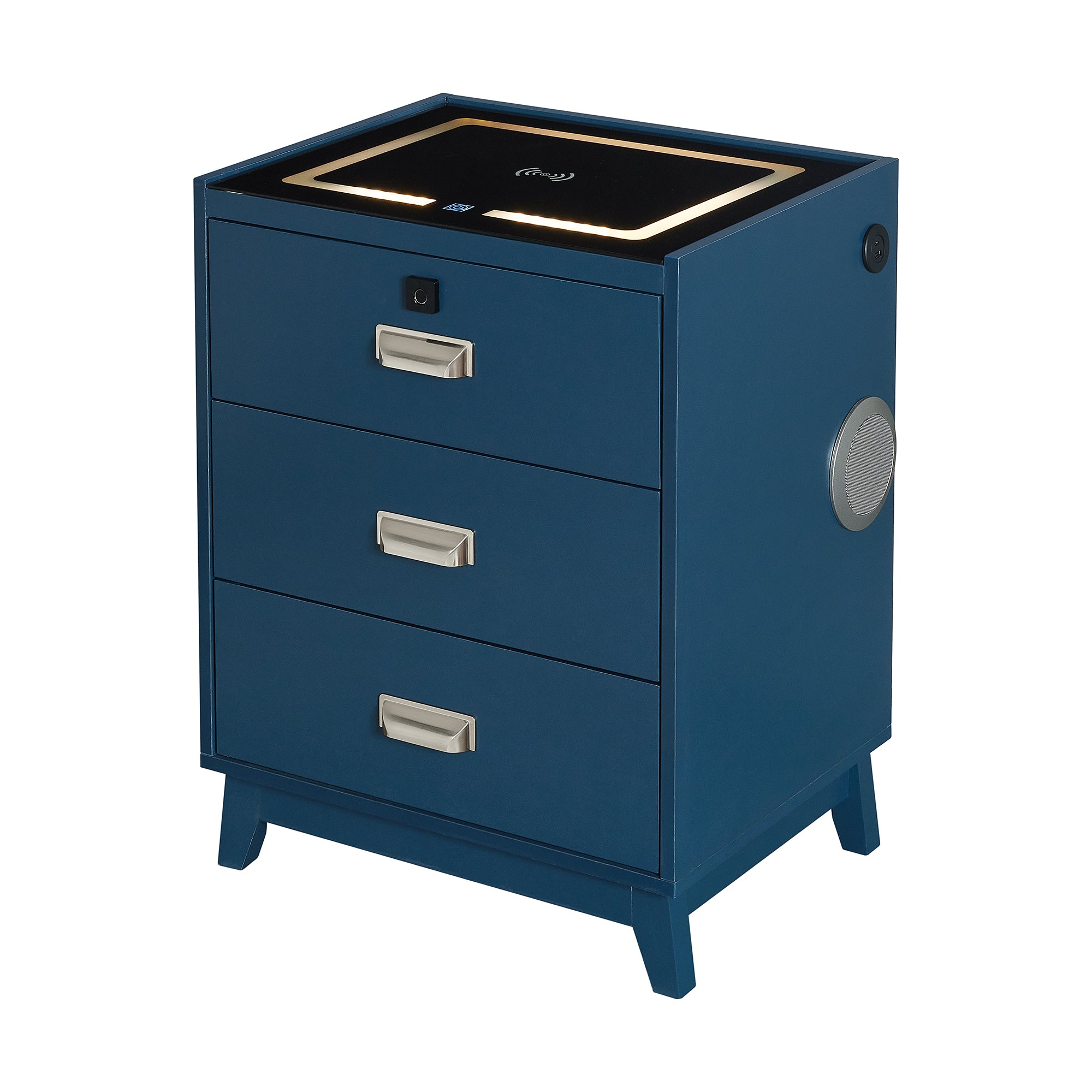 Rio Nightstand with Electronic Features in Blue