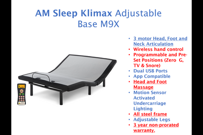 Sierra Sleep Head-Foot Model Best King Adjustable Base with Massage M9X942