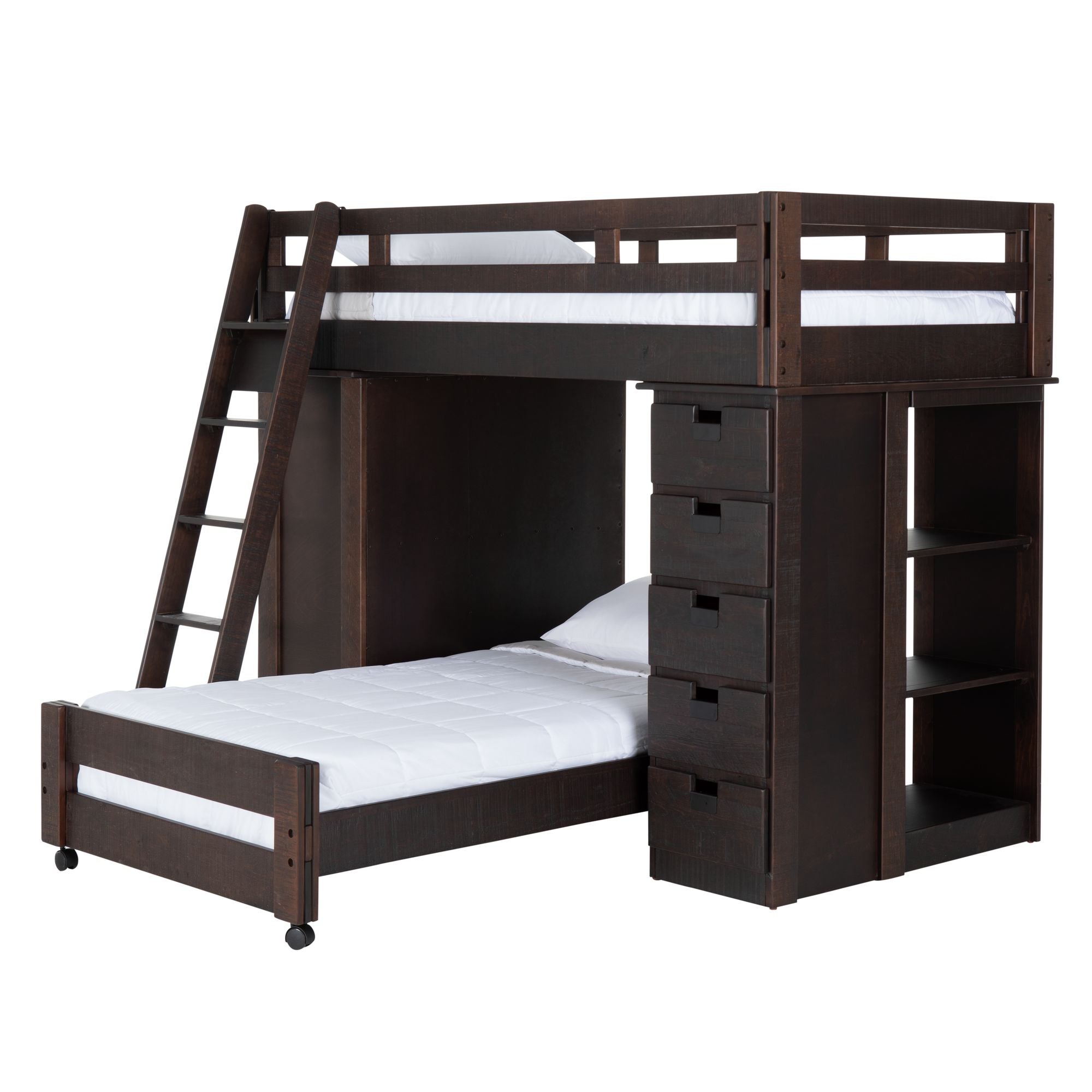 Vista Brown Twin Over Twin Super Loft (Desk And Storage)