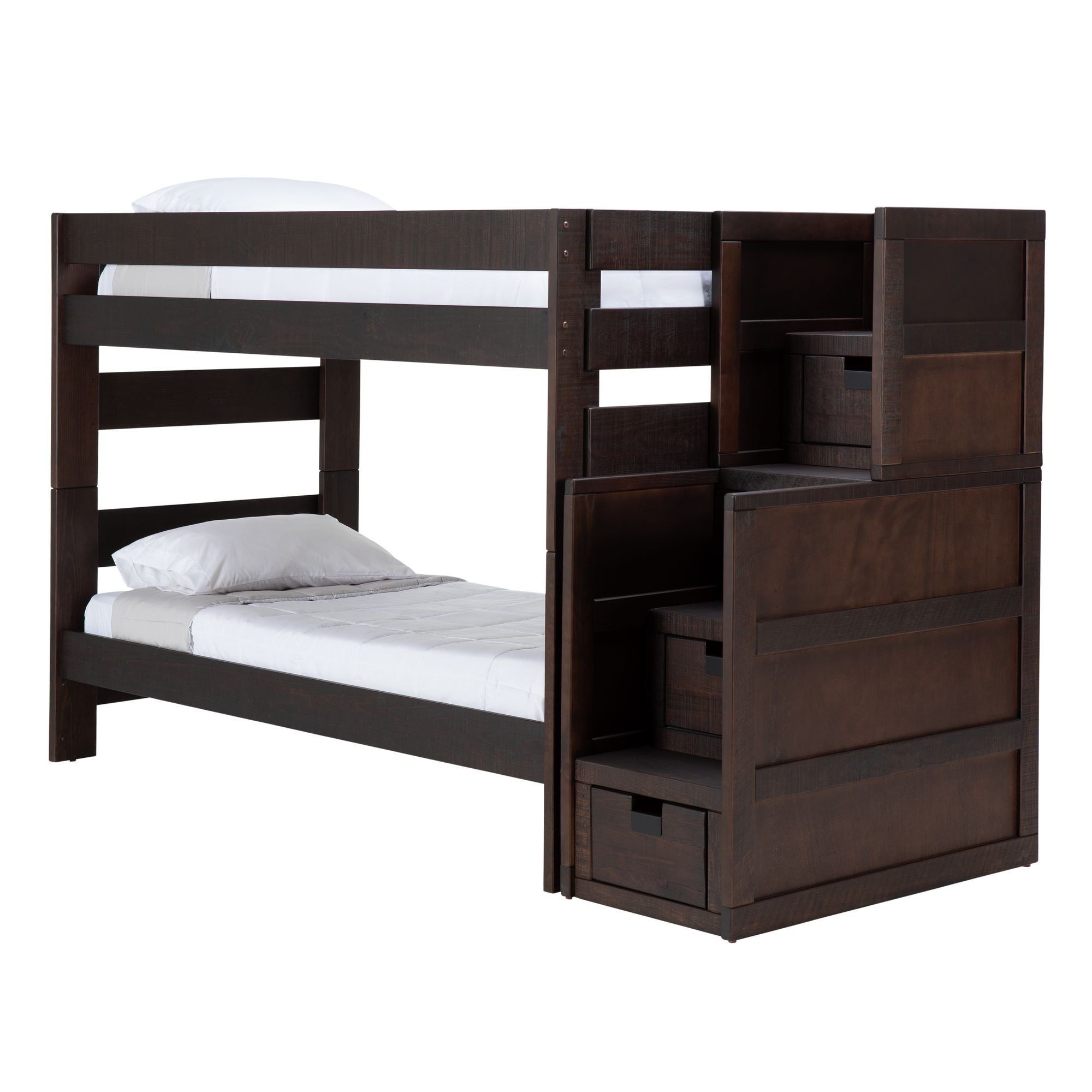 Vista Brown Twin Over Twin Bunk W/Staircase