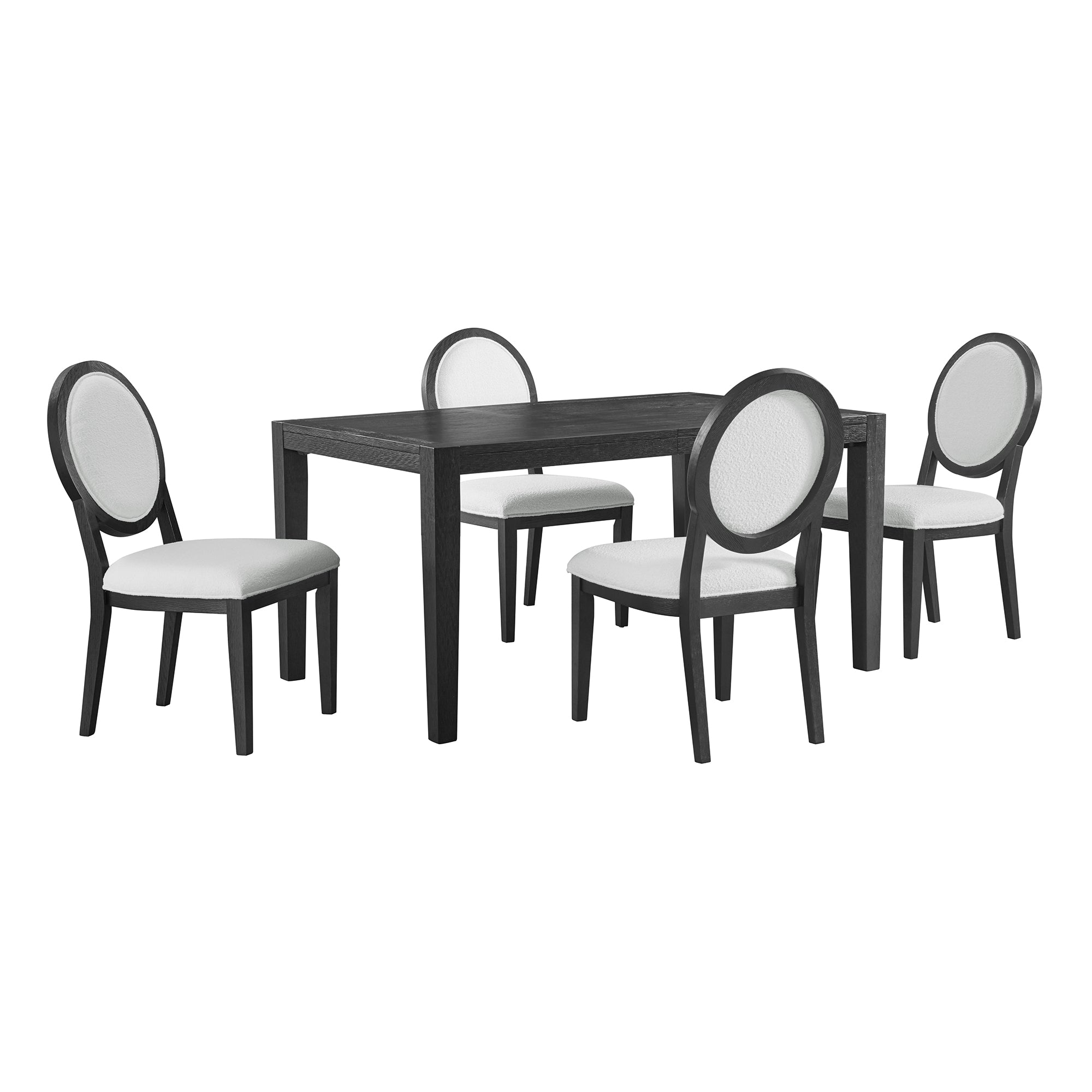 Versailles Contemporary 5PC Standard Height Dining Set in Black-Rectangular Table and Four Round Back Chairs