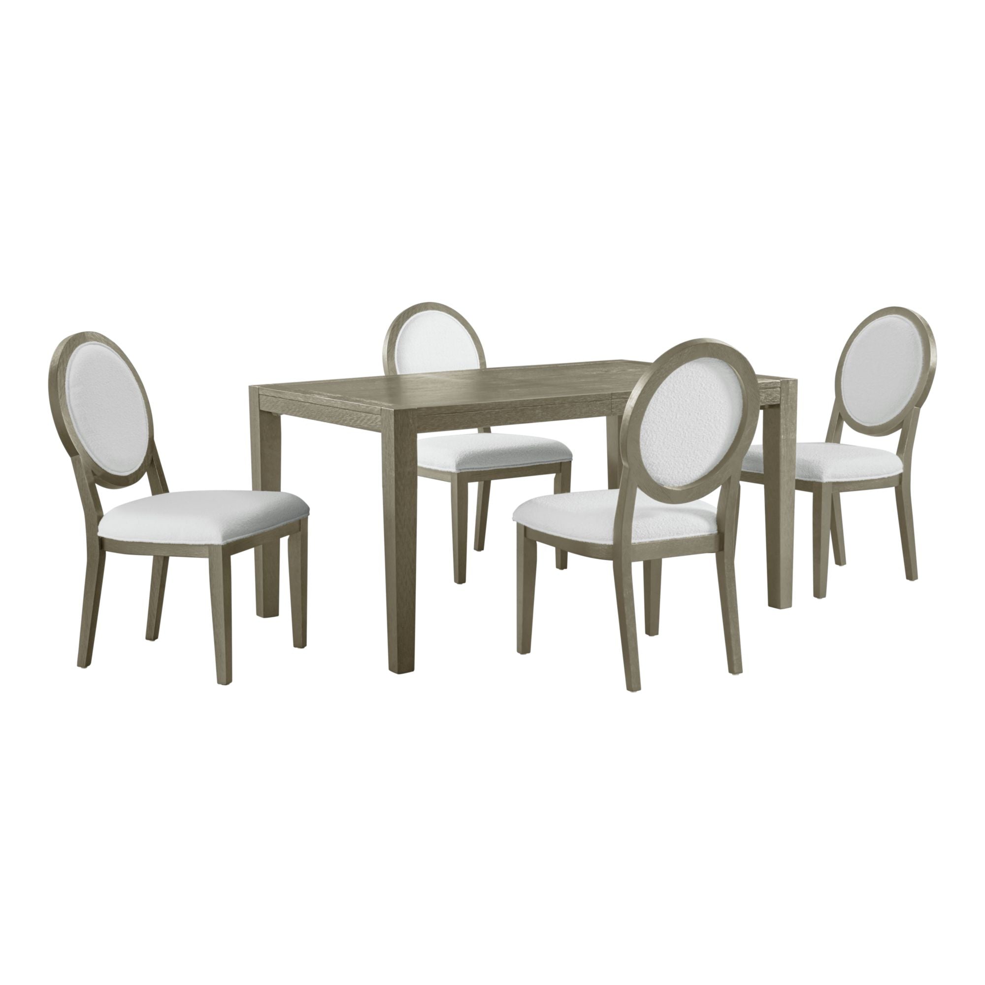 Versailles Contemporary 5PC Standard Height Dining Set in Grey-Rectangular Table and Four Round Back Chairs