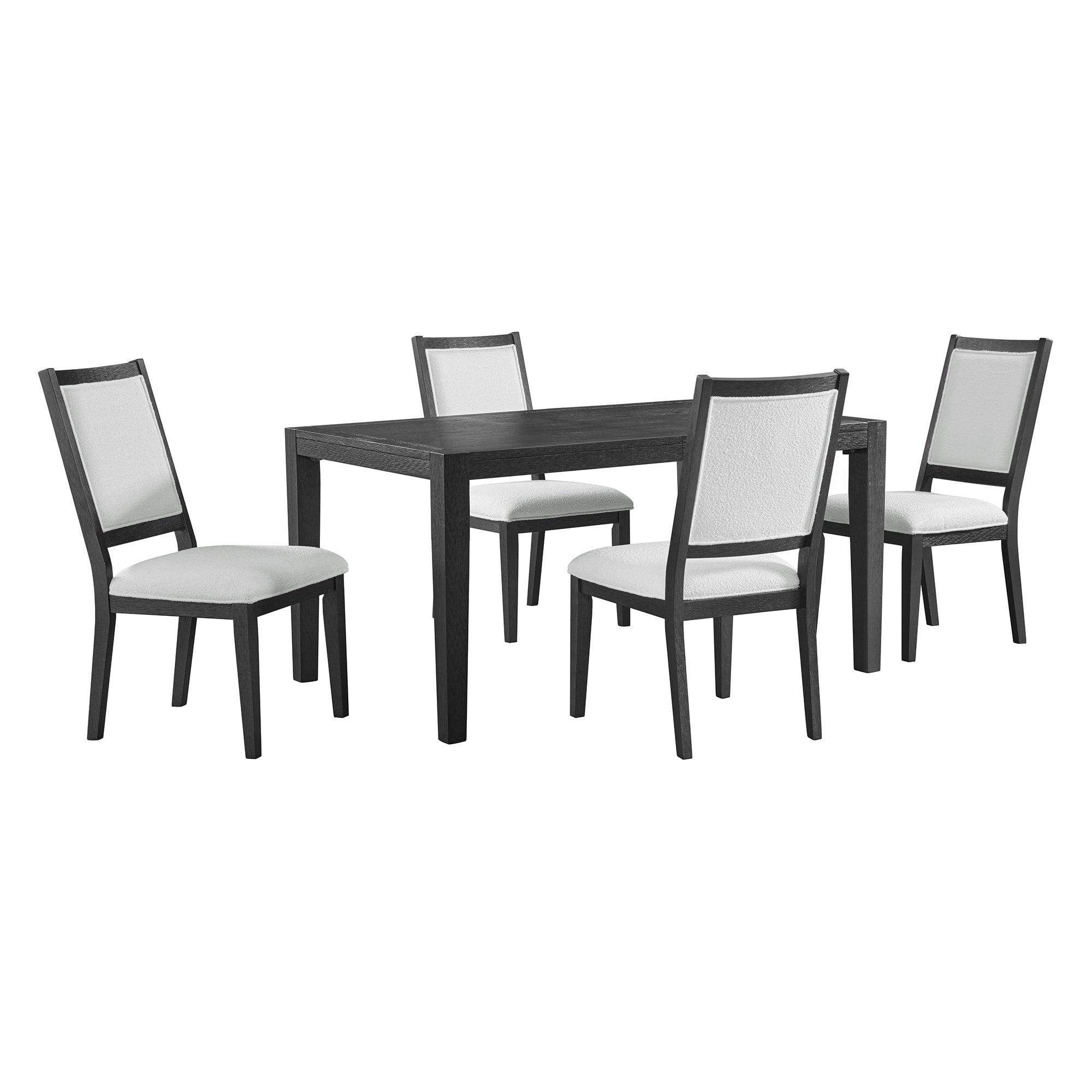 Versailles Contemporary 5PC Standard Height Dining Set in Black-Rectangular Table and Four Square Back Chairs