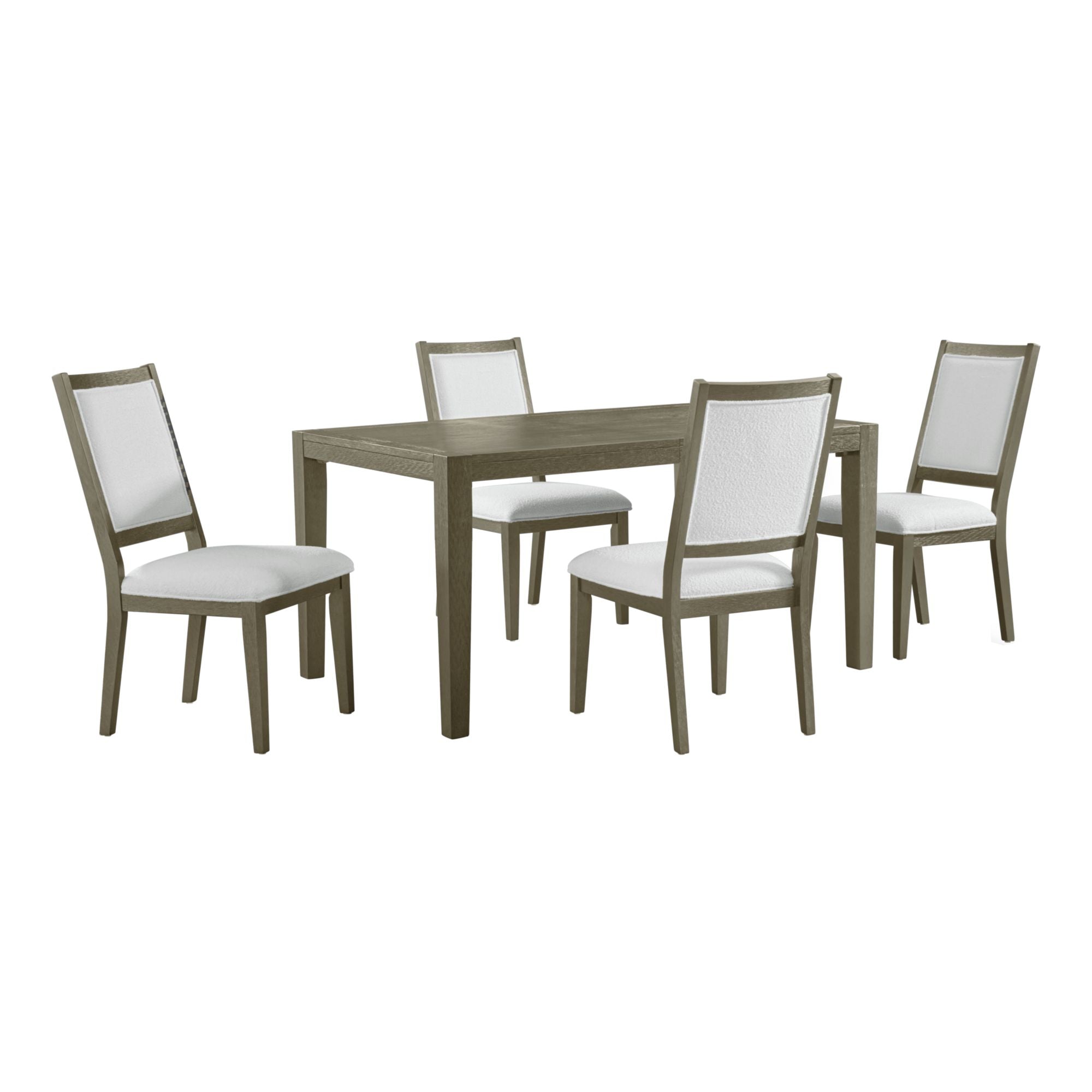 Versailles Contemporary 5PC Standard Height Dining Set in Grey-Rectangular Table and Four Square Back Chairs