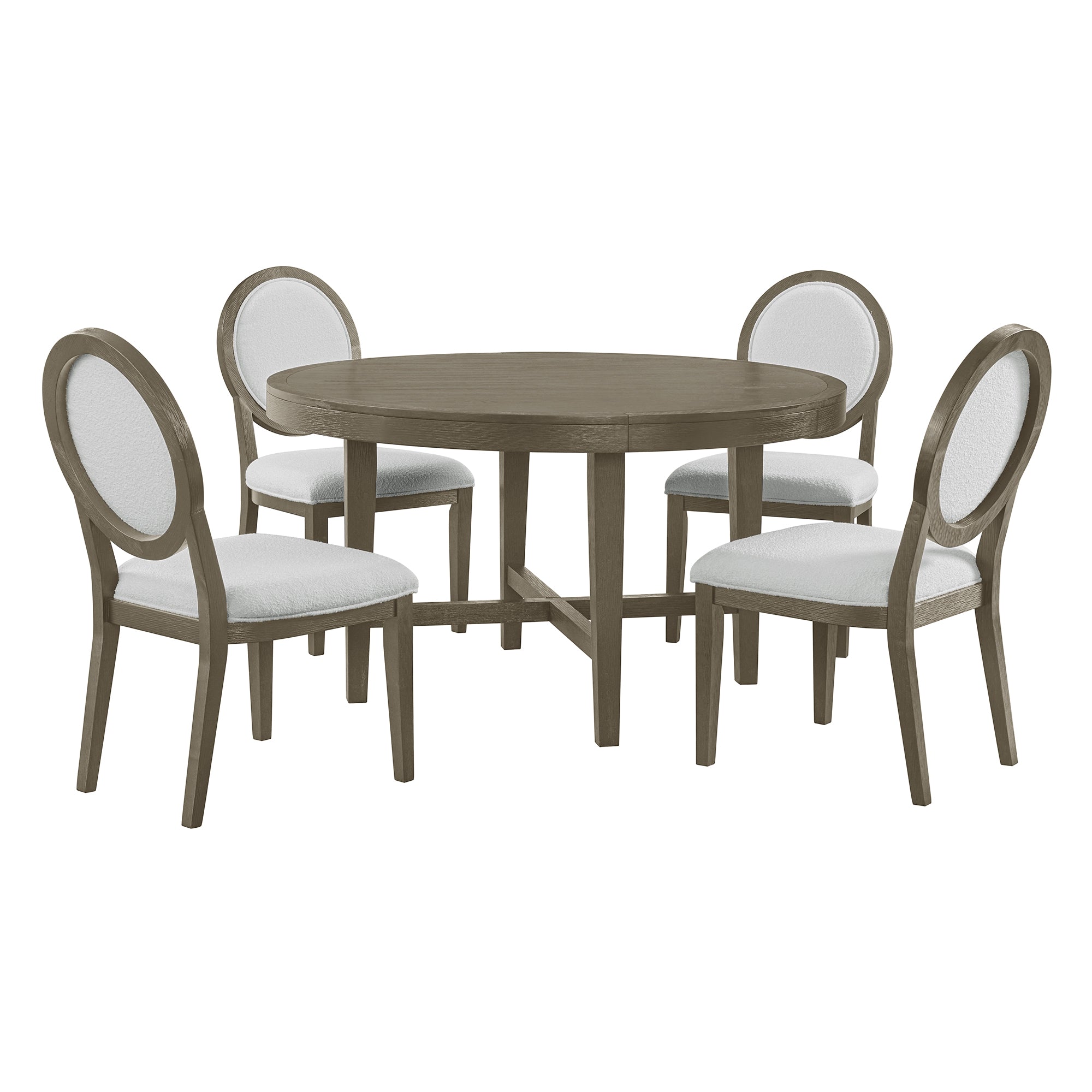 Versailles Contemporary 5PC Standard Height Dining Set in Grey-Round Table and Four Round Back Chairs