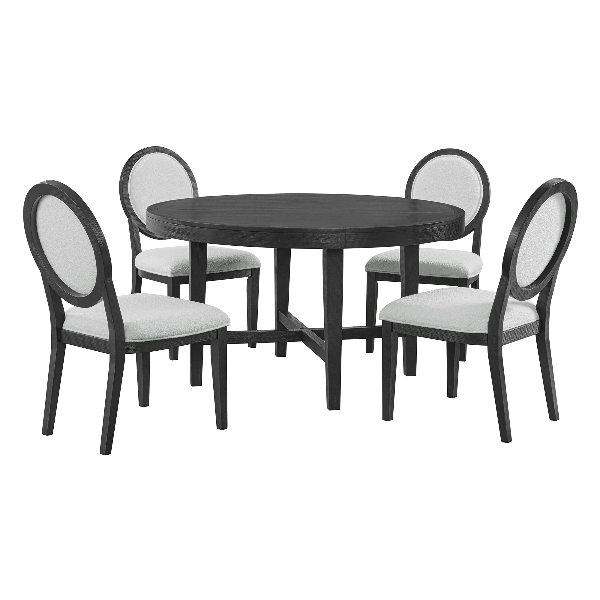 Versailles Contemporary 5PC Standard Height Dining Set in Black-Round Table and Four Round Back Chairs