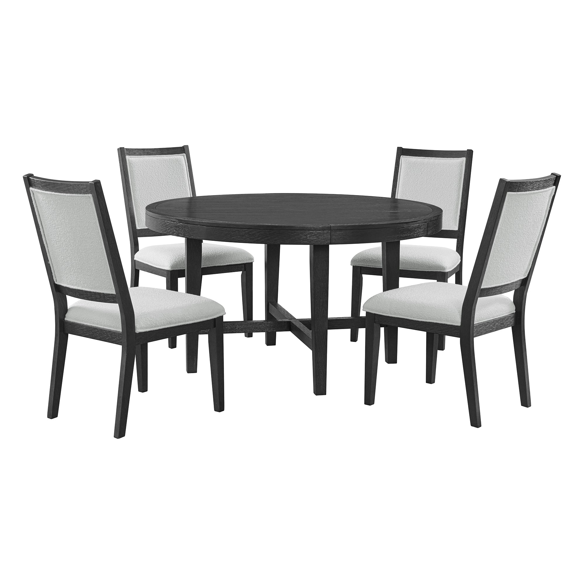 Versailles Contemporary 5PC Standard Height Dining Set in Black-Round Table and Four Square Back Chairs