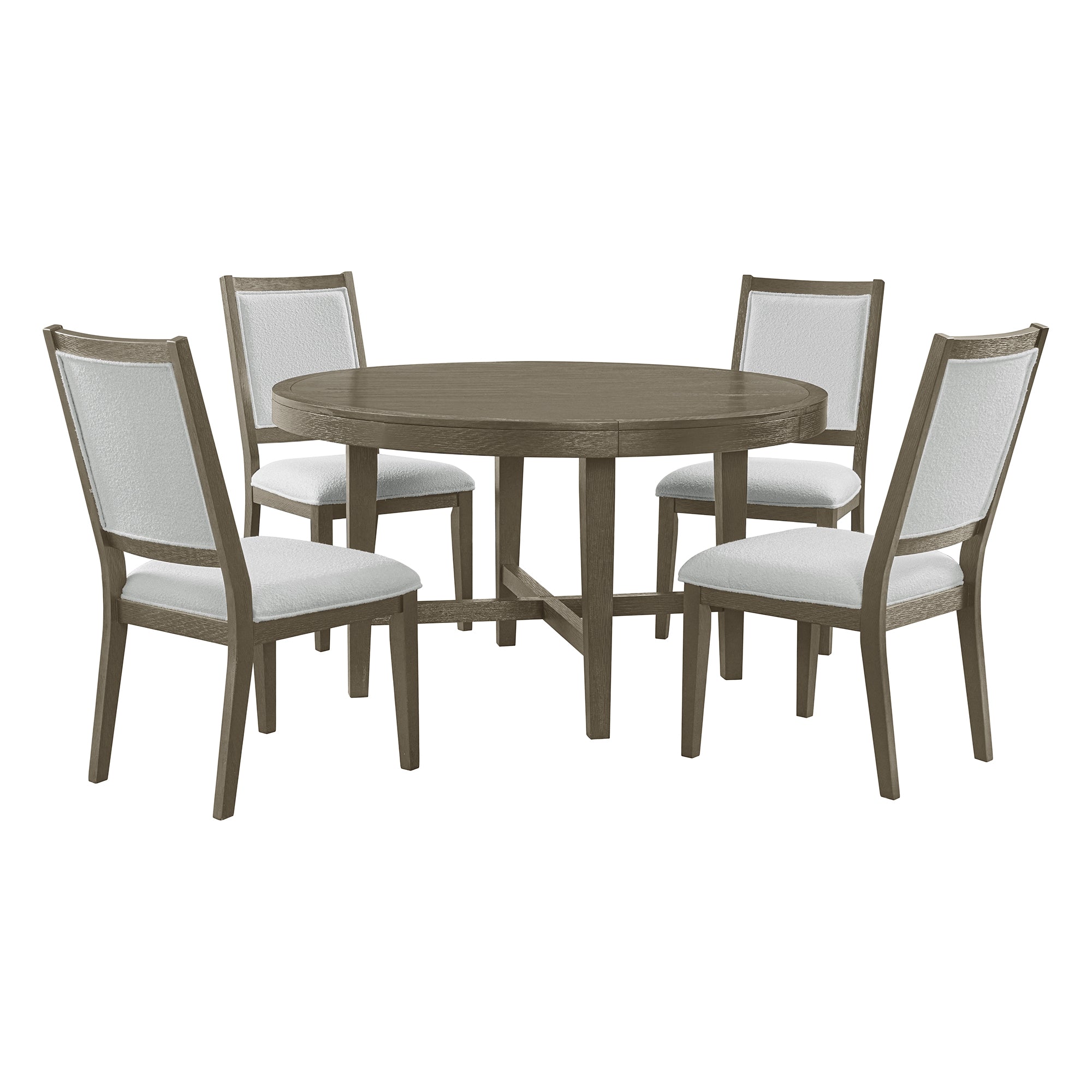 Versailles Contemporary 5PC Standard Height Dining Set in Grey-Round Table and Four Square Back Chairs