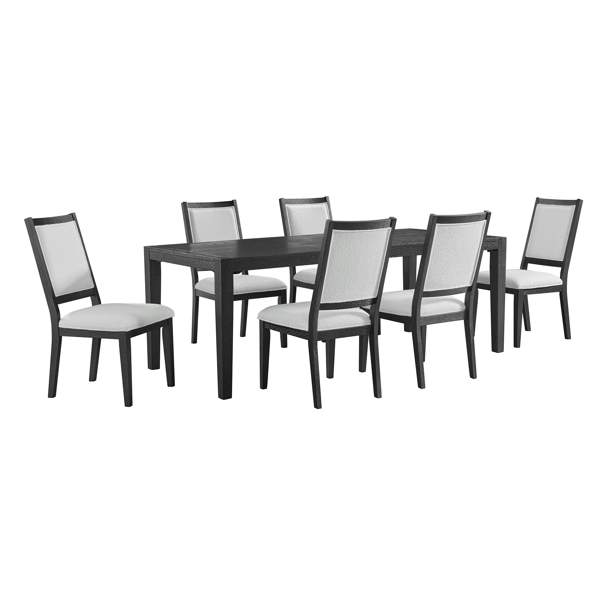 Versailles Contemporary 7PC Standard Height Dining Set in Black-Rectangular Table and Six Square Back Chairs