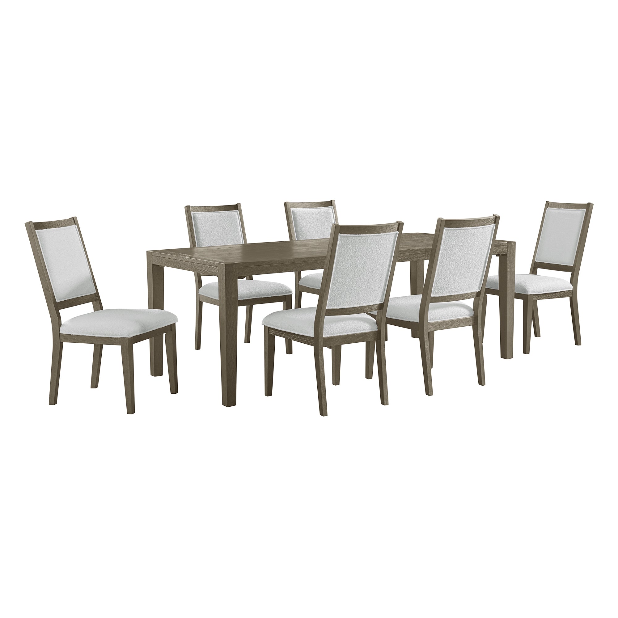 Versailles Contemporary 7PC Standard Height Dining Set in Grey-Rectangular Table and Six Square Back Chairs