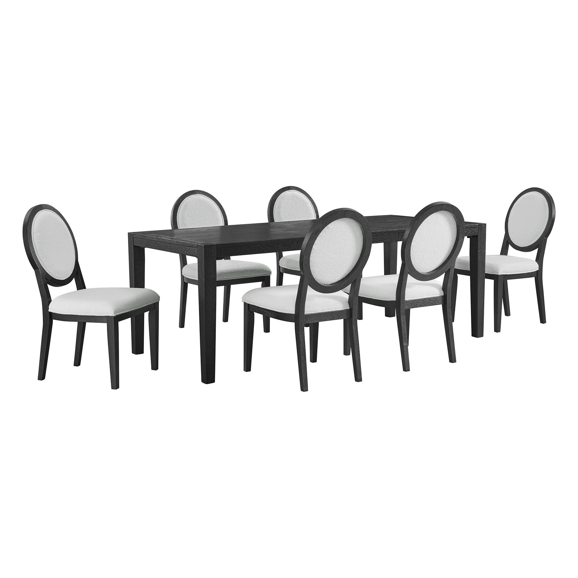 Versailles Contemporary 7PC Standard Height Dining Set in Black-Rectangular Table and Six Round Back Chairs